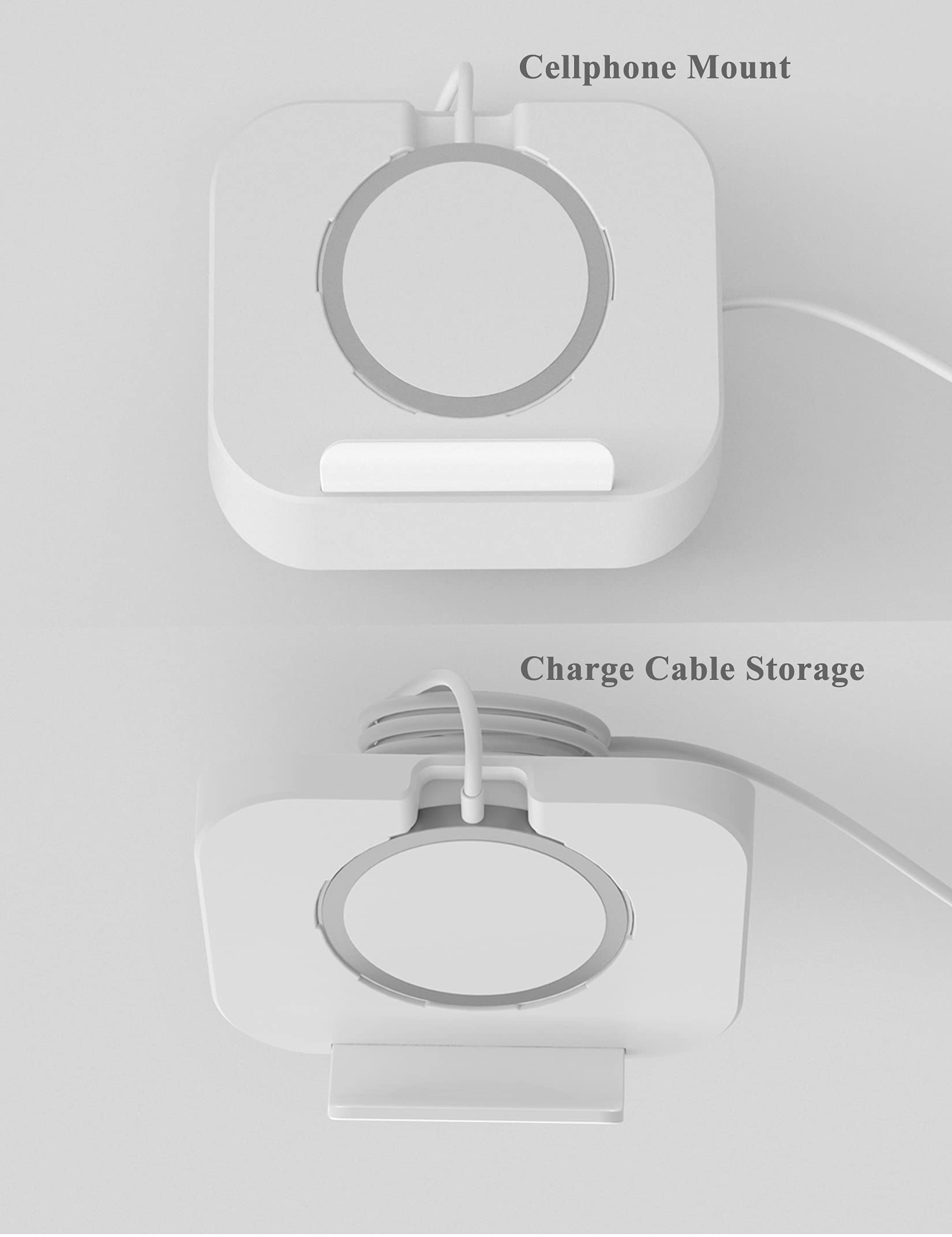 Magnetic Phone Wall Mount for Magsafe Charger - Bedside Phone Holder Compatible with iPhone 12/12 Pro/13 Pro Max - Secure Mounting for Nightstand, Kitchen, Office (White, Charger Not Included)