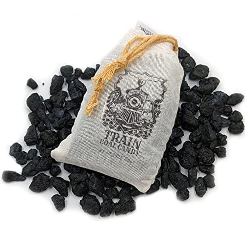 Fruidles Christmas Coal Candy - Black Cherry Rock Crystal Candy for Holiday Parties, Stocking Stuffers & Train-Themed Events (2-Pack in Drawstring Bags)