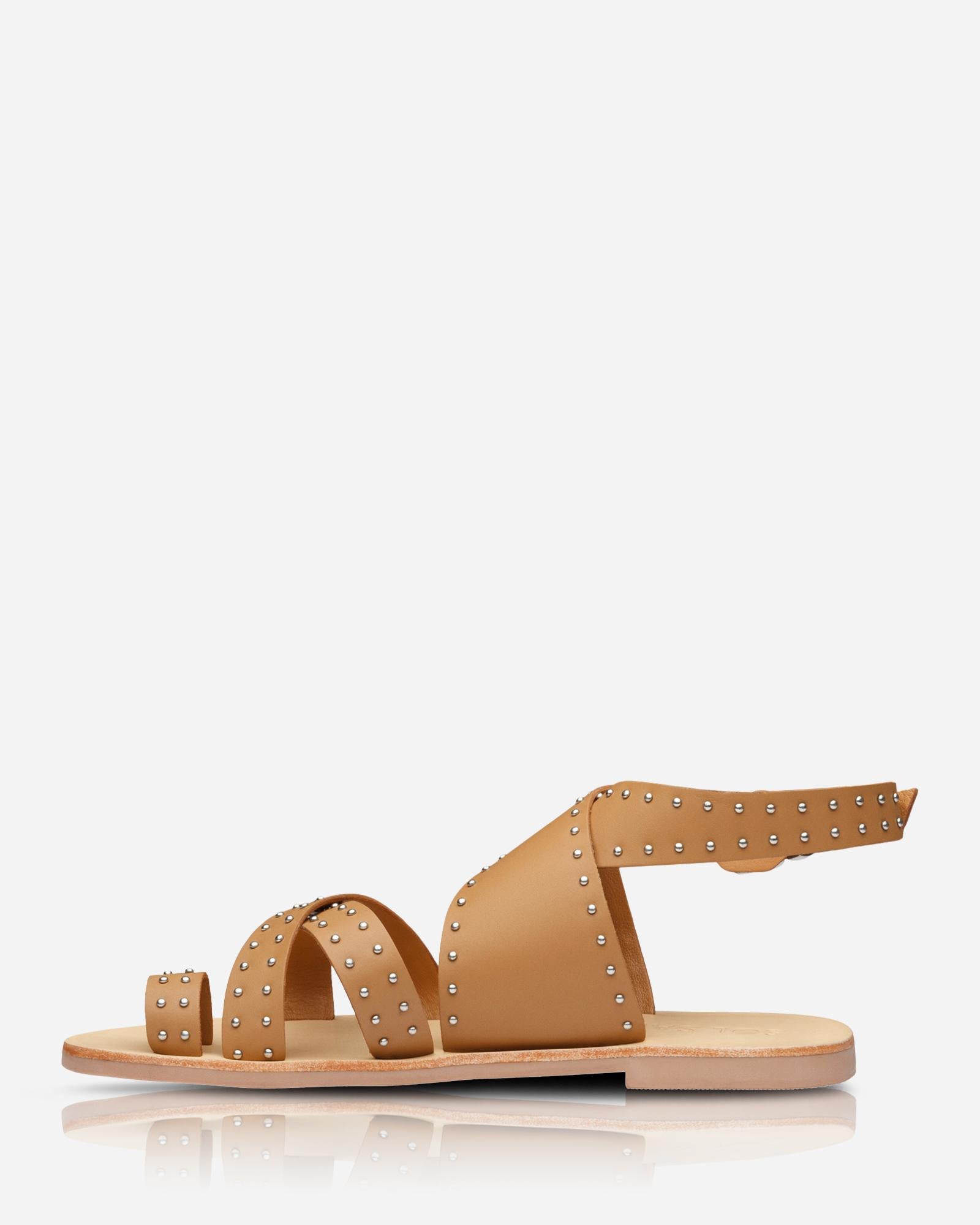 Vesper Comfortable Tan Leather Sandals for Women - Casual Summer Walking Shoes for Beach, Travel, and Outdoor Activities
