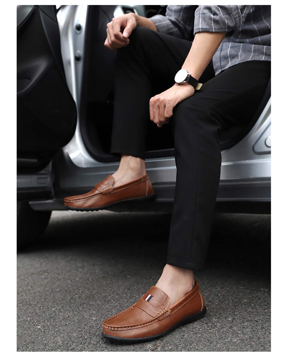 Premium Men's Leather Loafers - Comfortable Slip-On Moccasins for Walking, Business & Driving | Non-Slip Casual Shoes for Office, Travel & Everyday Wear
