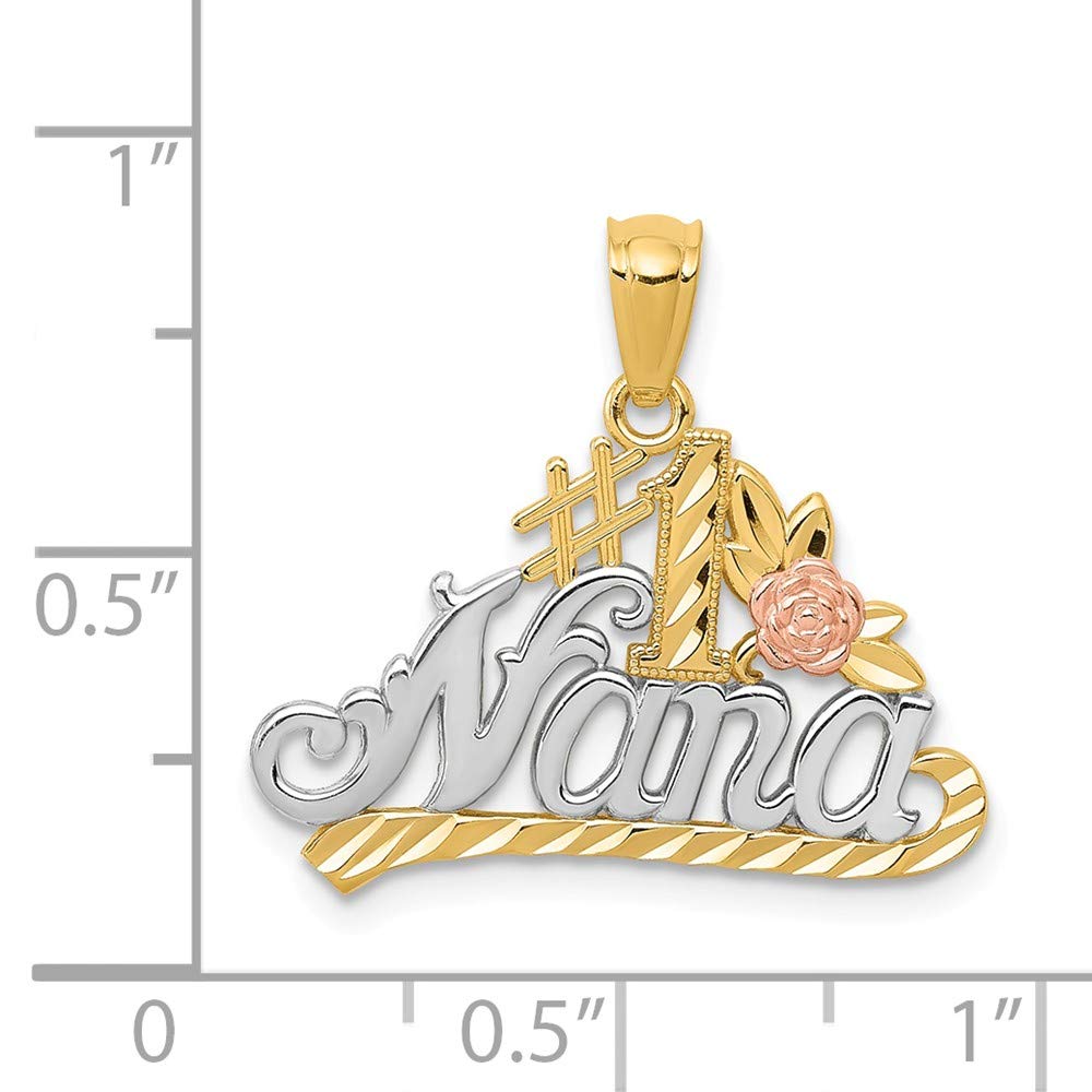 14K Yellow & Rose Gold DC Number One #1 Nana Rose Pendant Charm - 18mm x 21mm - Perfect for Necklaces, Bracelets & Gift Giving