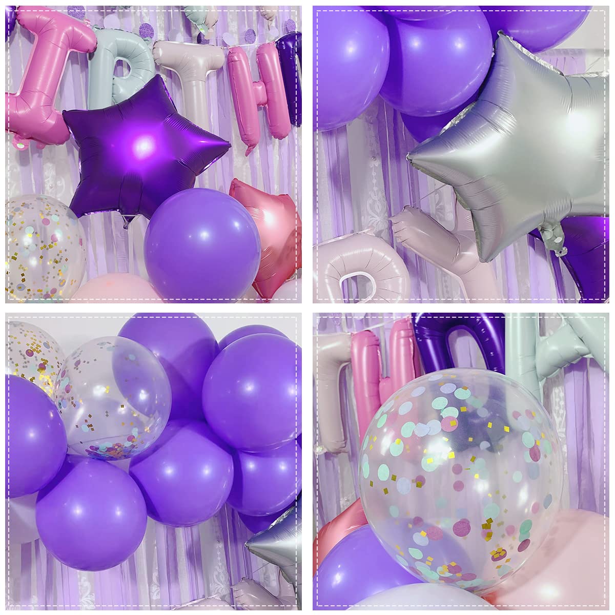 Pink and Purple Birthday Party Decorations Kit - Happy Birthday Banner, Confetti Balloons, Cake Toppers & Paper Streamers for Women & Girls | Perfect for Birthday Celebrations, Baby Showers & Special Events