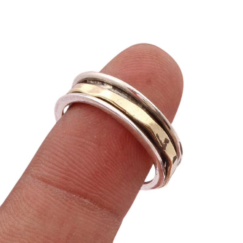 925 Sterling Silver Spinner Ring for Women - Worry Ring, Meditation Ring, Fidget Ring, Handmade Jewelry, Size US 11, Perfect Gift for Stress Relief, Anxiety Relief, Focus & Relaxation - Ideal for Office, Travel & Daily Wear