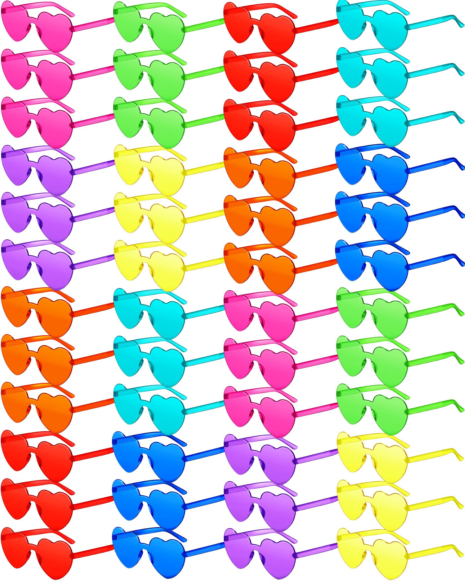 48 Pairs Rimless Neon Sunglasses - Colorful Plastic Sunglasses for Women & Men - Perfect for Party Favors, Festivals, and Summer Outfits
