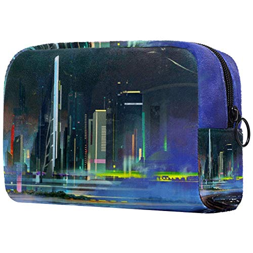 Cyberpunk Style Portable Makeup Bag for Women - Waterproof Travel Cosmetic Organizer with Unique Print | Perfect for Gym, Vacation & Daily Essentials Storage