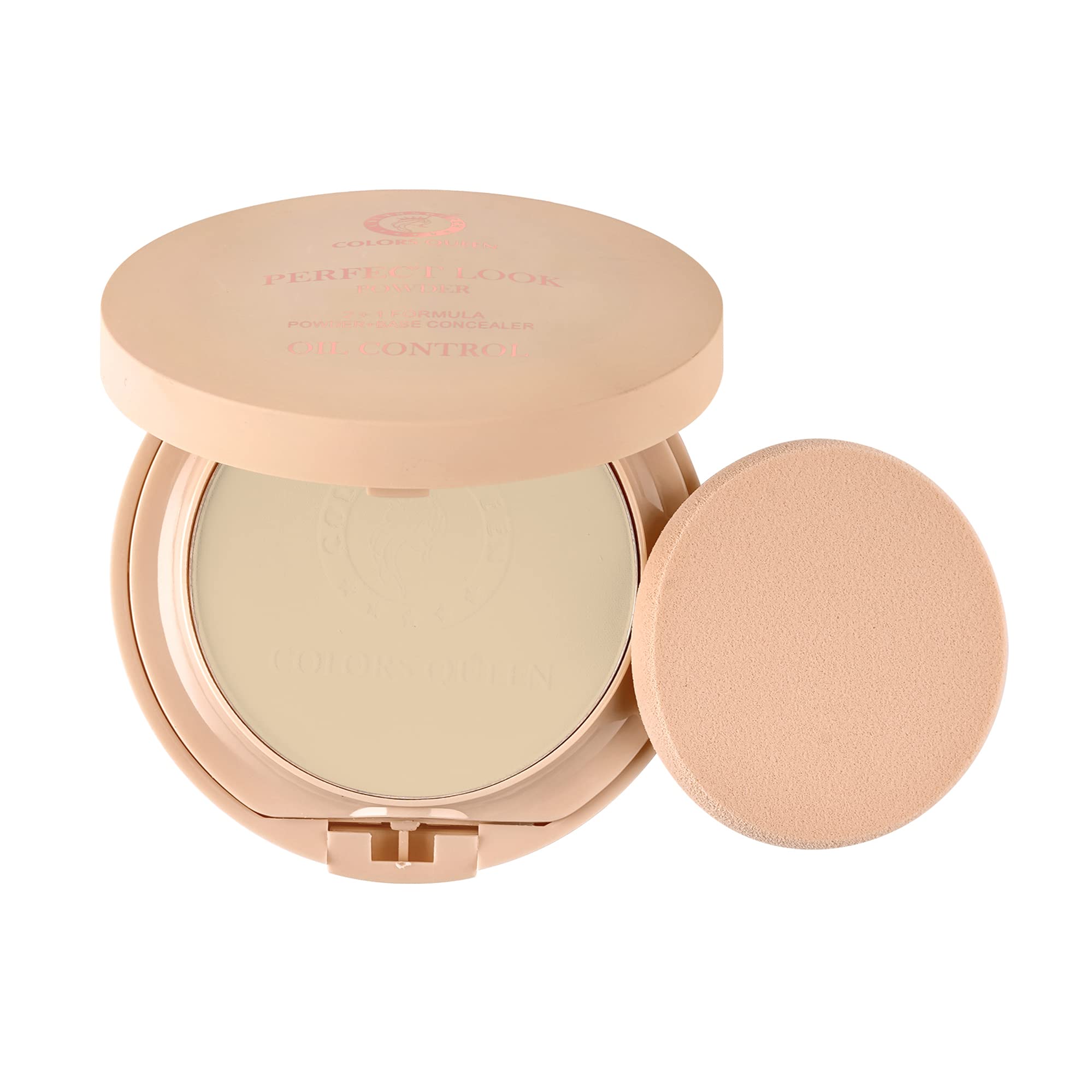 Colors Queen Oil Control Matte Compact Powder - 2-in-1 Foundation & Concealer | Long-Lasting, Waterproof, Lightweight Face Makeup (01 Ivory, 18g) | Perfect for Daily Wear, Office & Special Occasions