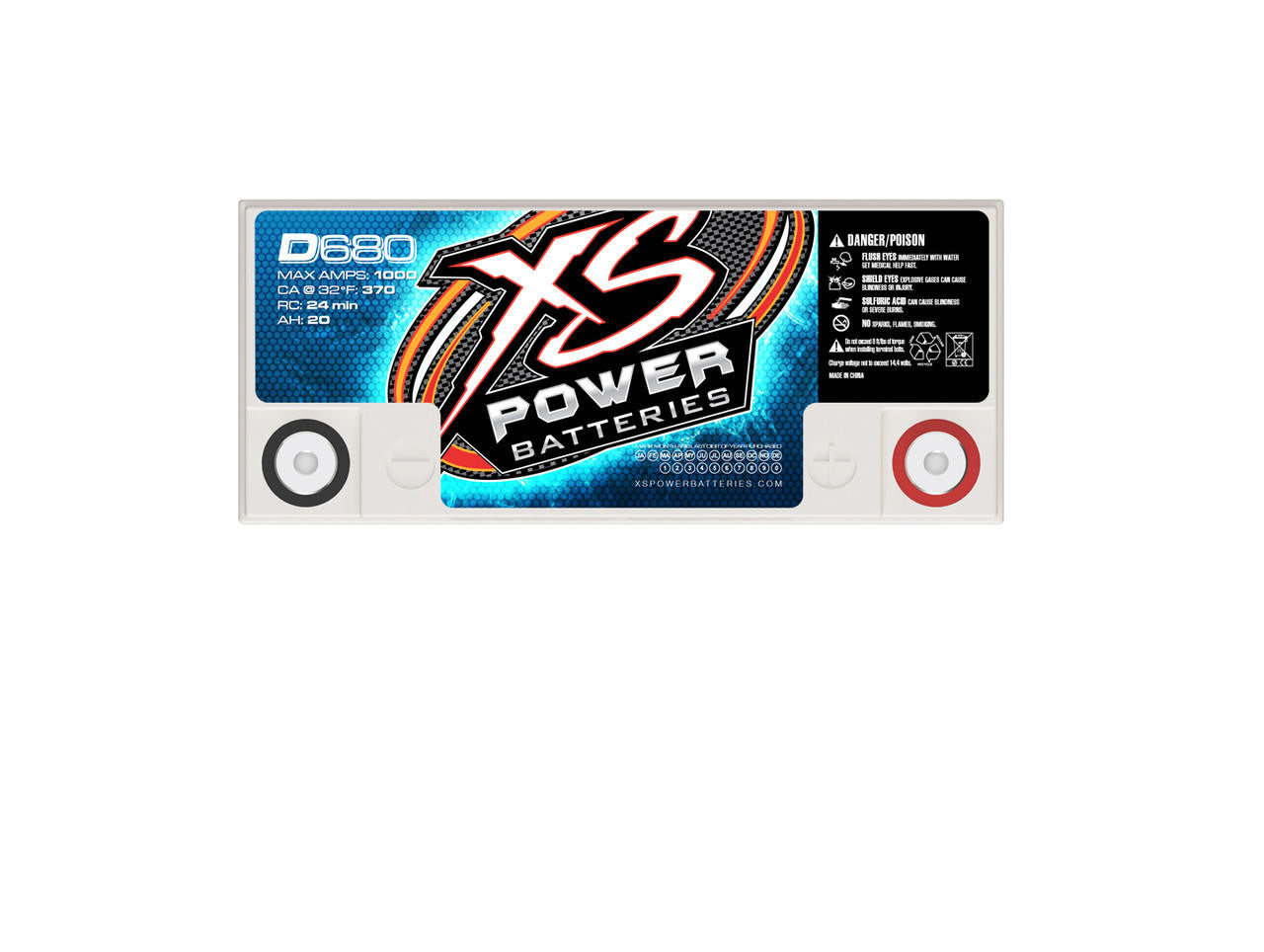 XS POWER D680 1000W High Performance AGM Car Audio Battery - Perfect for Car Audio Systems, Off-Road Vehicles & Marine Applications