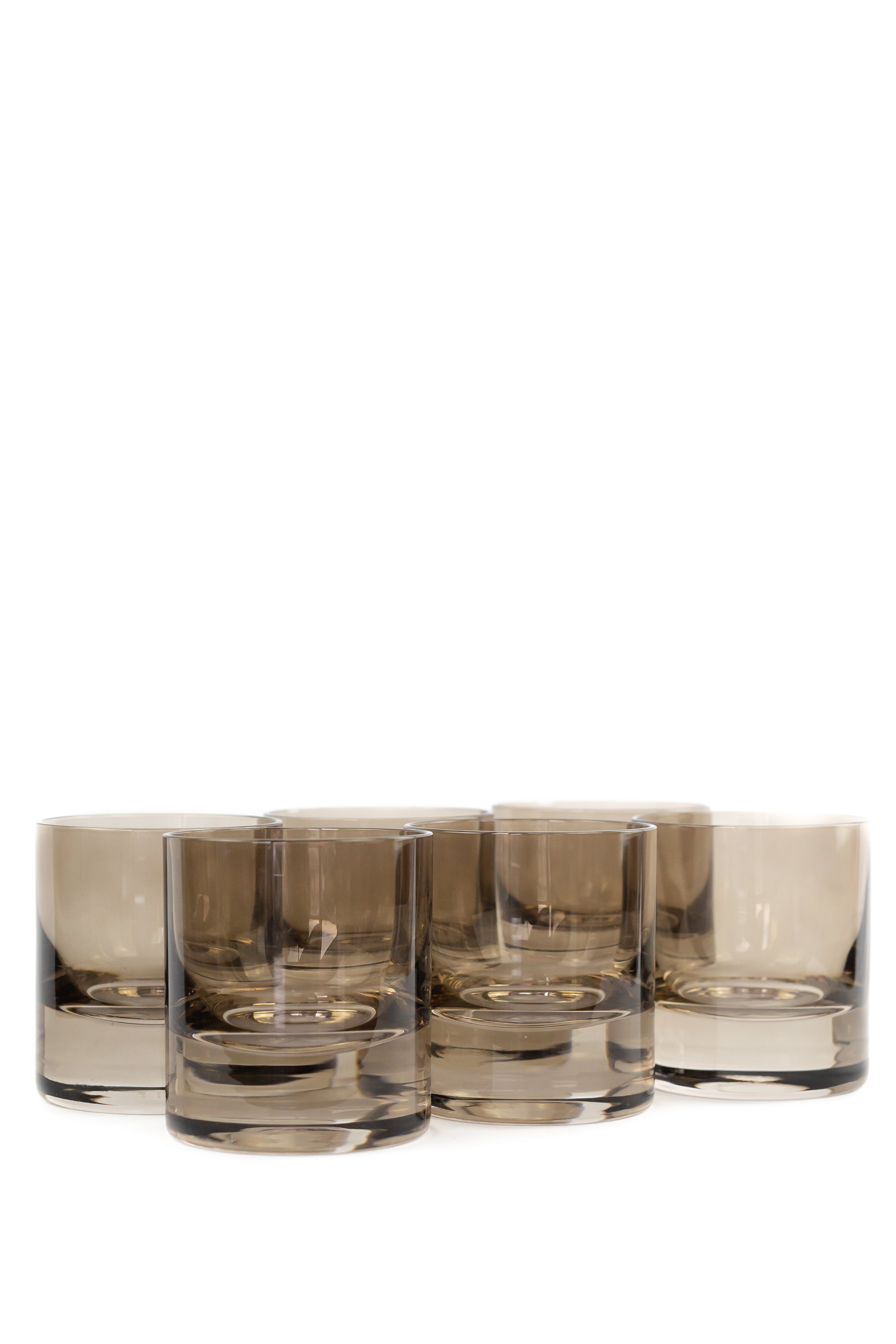 Estelle Colored Rocks Glass Set of 6 - Gray Smoke Whiskey Glasses for Cocktails, Bourbon & Scotch | Elegant Barware for Home Entertaining & Gifts