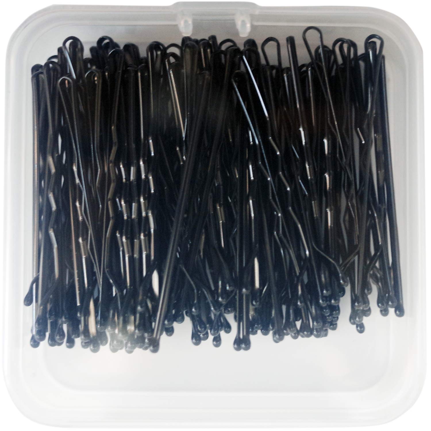 100 Count Bulk Black Bobby Pins for Hair - Secure Hair Styling Essentials in Plastic Case Box | Perfect for Updos, Braids & Everyday Hair Accessories