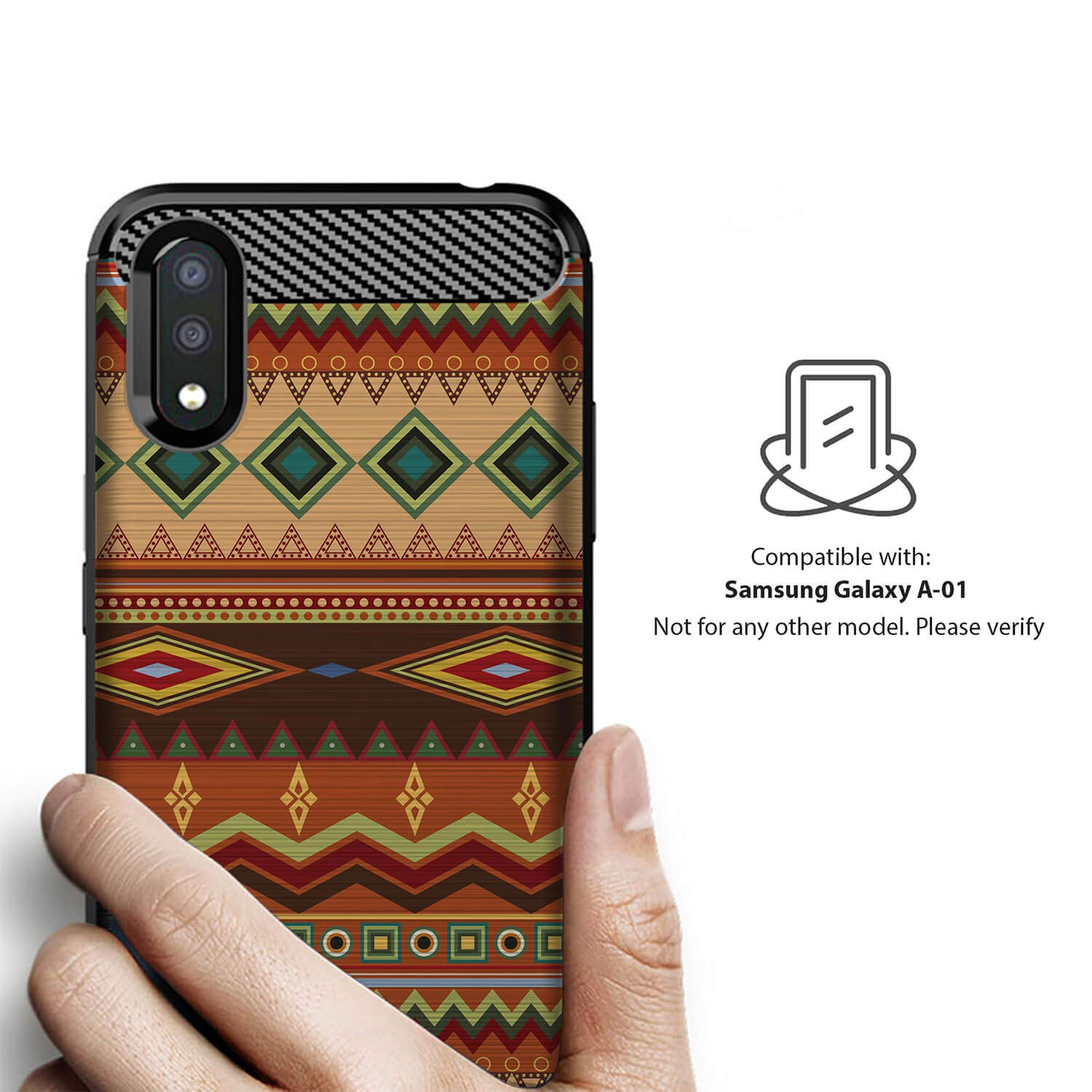 Samsung Galaxy A01 Case, Slim Black TPU Shockproof Protective Cover with Autumn Tribal Pattern - Durable, Flexible & Sleek Design for Everyday Use, Travel & Outdoor Activities
