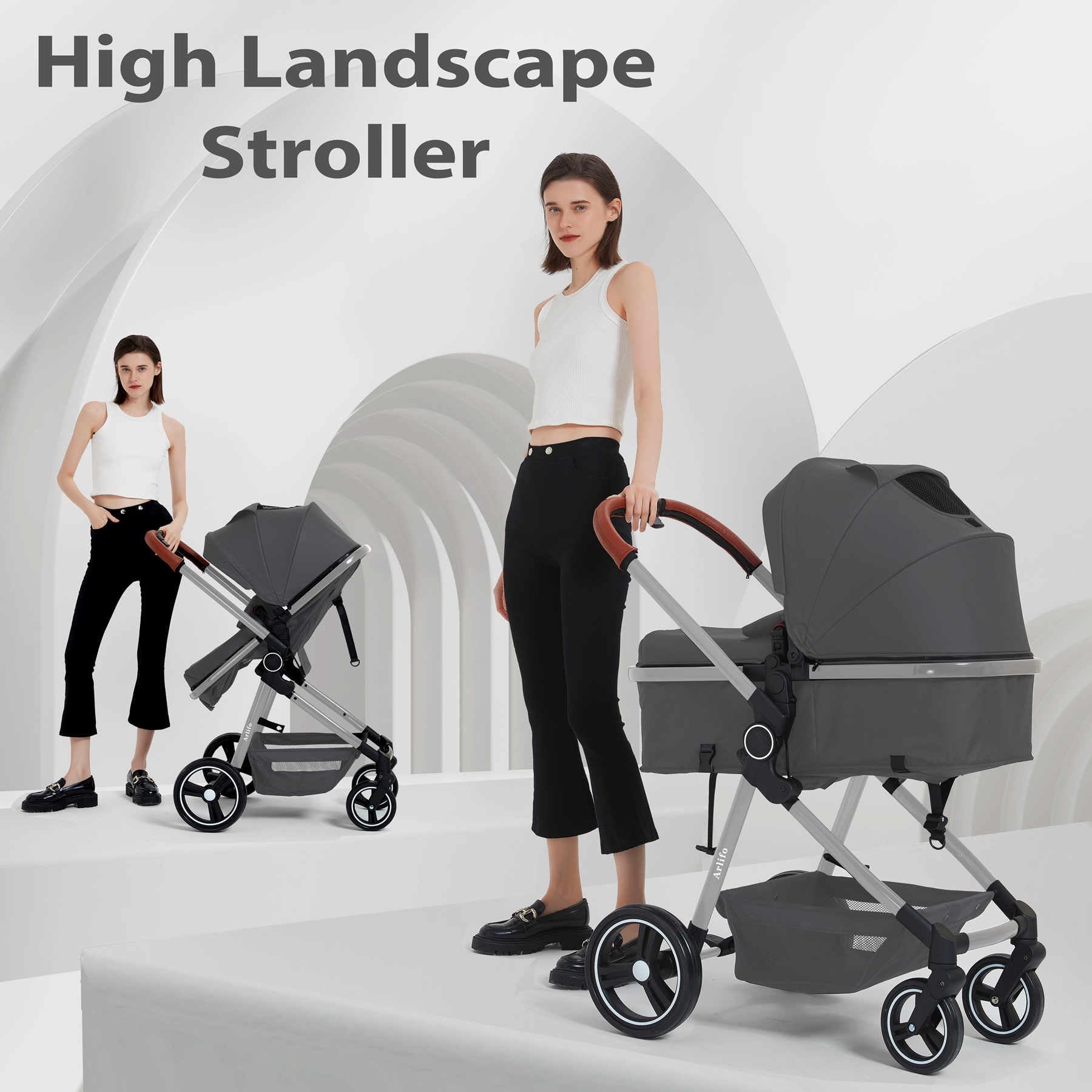 2-in-1 Baby Stroller with Bassinet - Lightweight Foldable Convertible Travel Stroller for Newborn to Toddler (0-36 Months) - Modern Pram for Boys & Girls - Perfect for Shopping, Travel & Daily Walks
