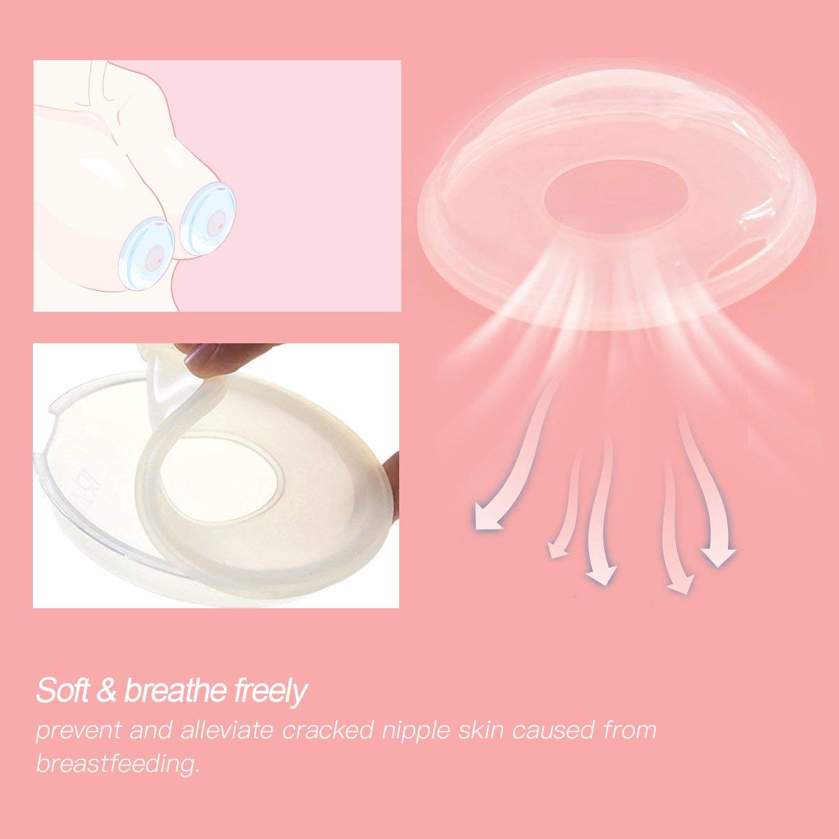 BPA Free Reusable Breast Shells & Nursing Cups - 2 Pack for Breastfeeding Comfort, Milk Collection & Leak Prevention | Ideal for Nursing Moms, Pumping & Daily Use