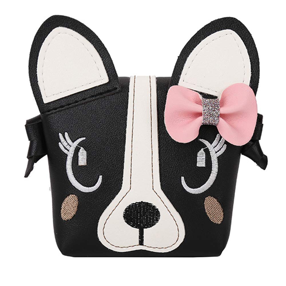 Adorable Puppy Shoulder Crossbody Bag with Bow - Stylish Gift for Girls & Teens (Black) - Perfect for School, Travel & Everyday Use