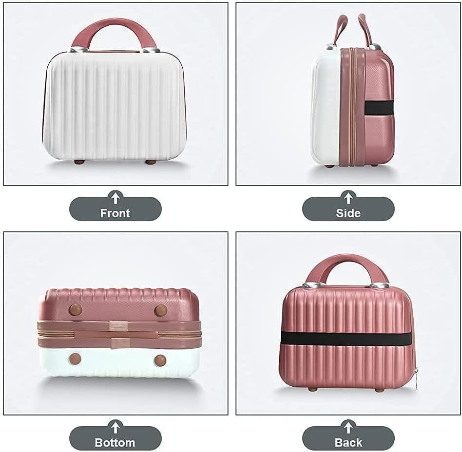 WAQIF Hard Shell Cosmetic Travel Case - Portable Small Makeup Organizer with Adjustable Strap, Waterproof Toiletry Bag for Women & Girls (White) | Perfect for Air Travel, Gym, Beach Trips & Daily Makeup Storage