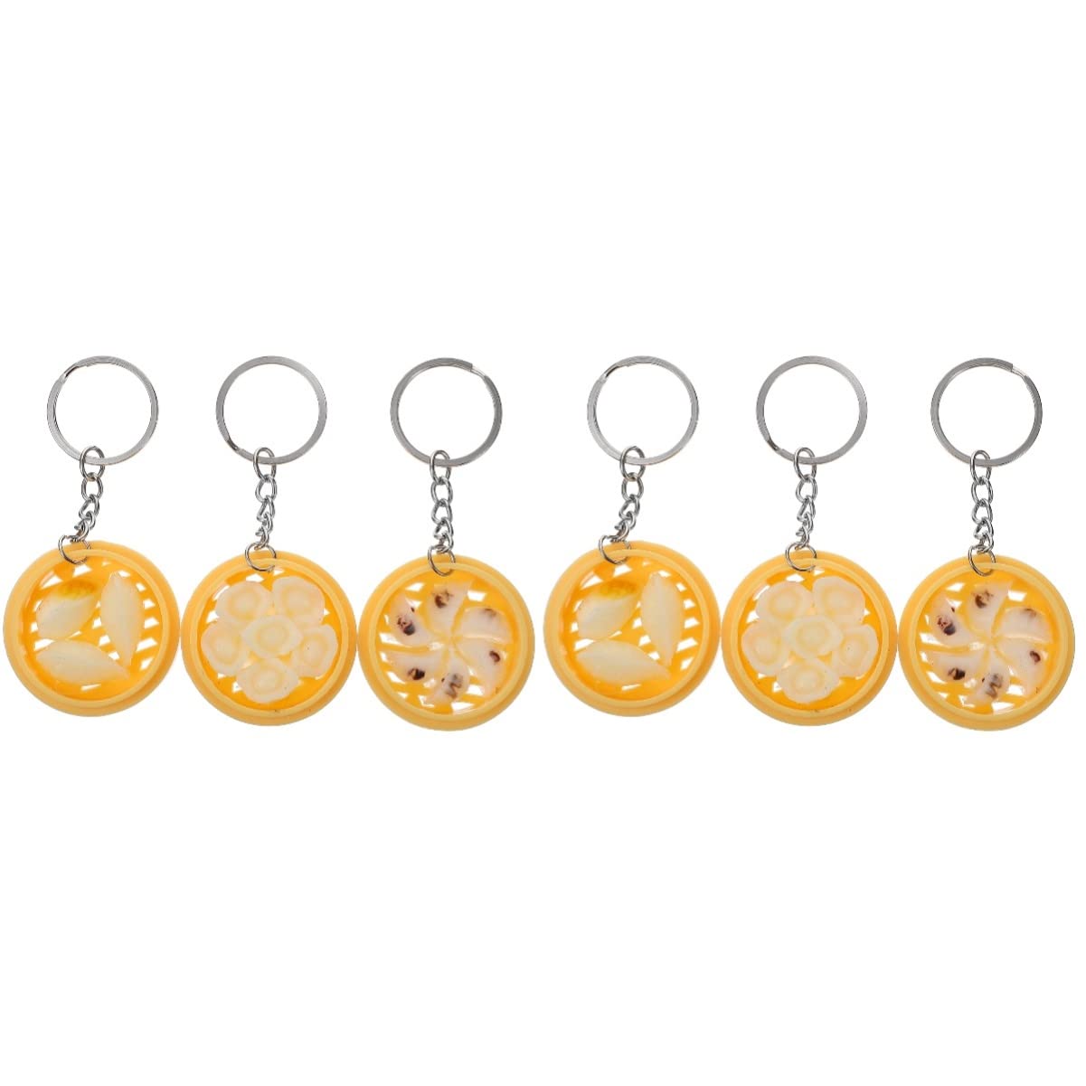VALICLUD 6 Pcs Realistic Chinese Dumpling Keychain - Lifelike Steamer Food Charm - Cute Simulation Dimsum Keyring for Bag, Gift, Party Decoration & Asian Food Lover Accessories