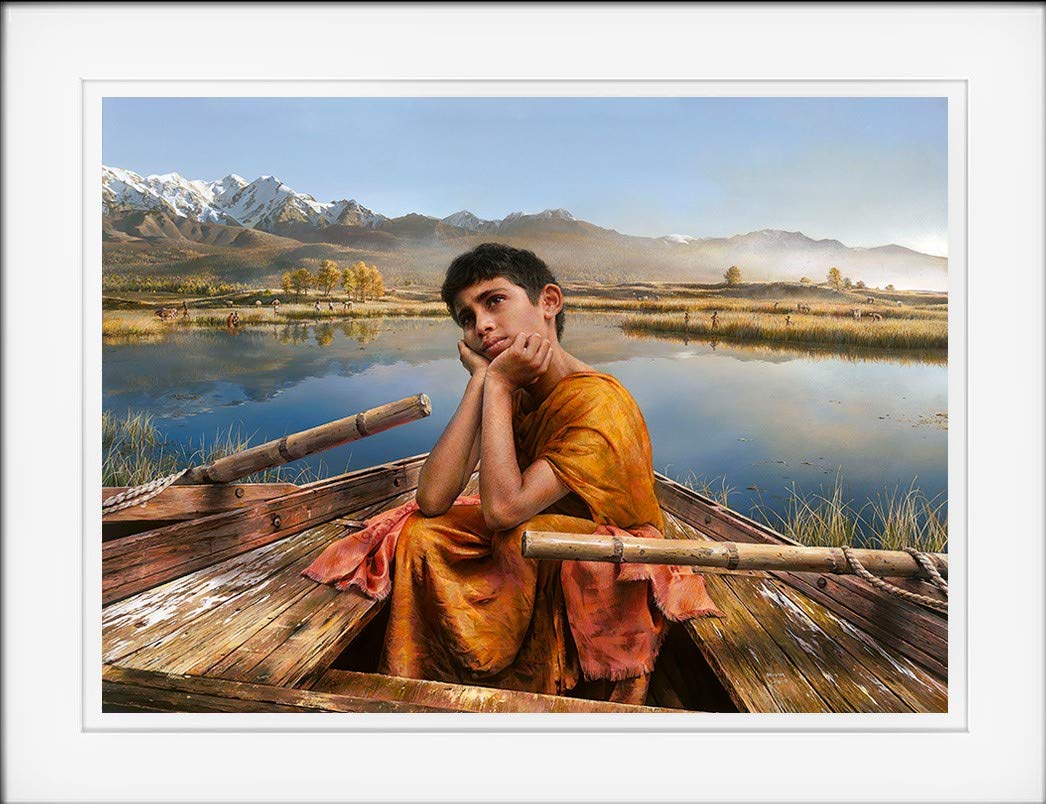 Authentic Akiane Kramarik Dharma 8x10 Art Print - Double Matted Framed Wall Decor for Living Room, Bedroom & Office