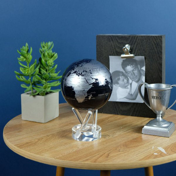 MOVA Globe - Black & Silver Rotating Globe for Home Decor, Office Desk, Gift Ideas | Solar Powered, No Batteries Needed