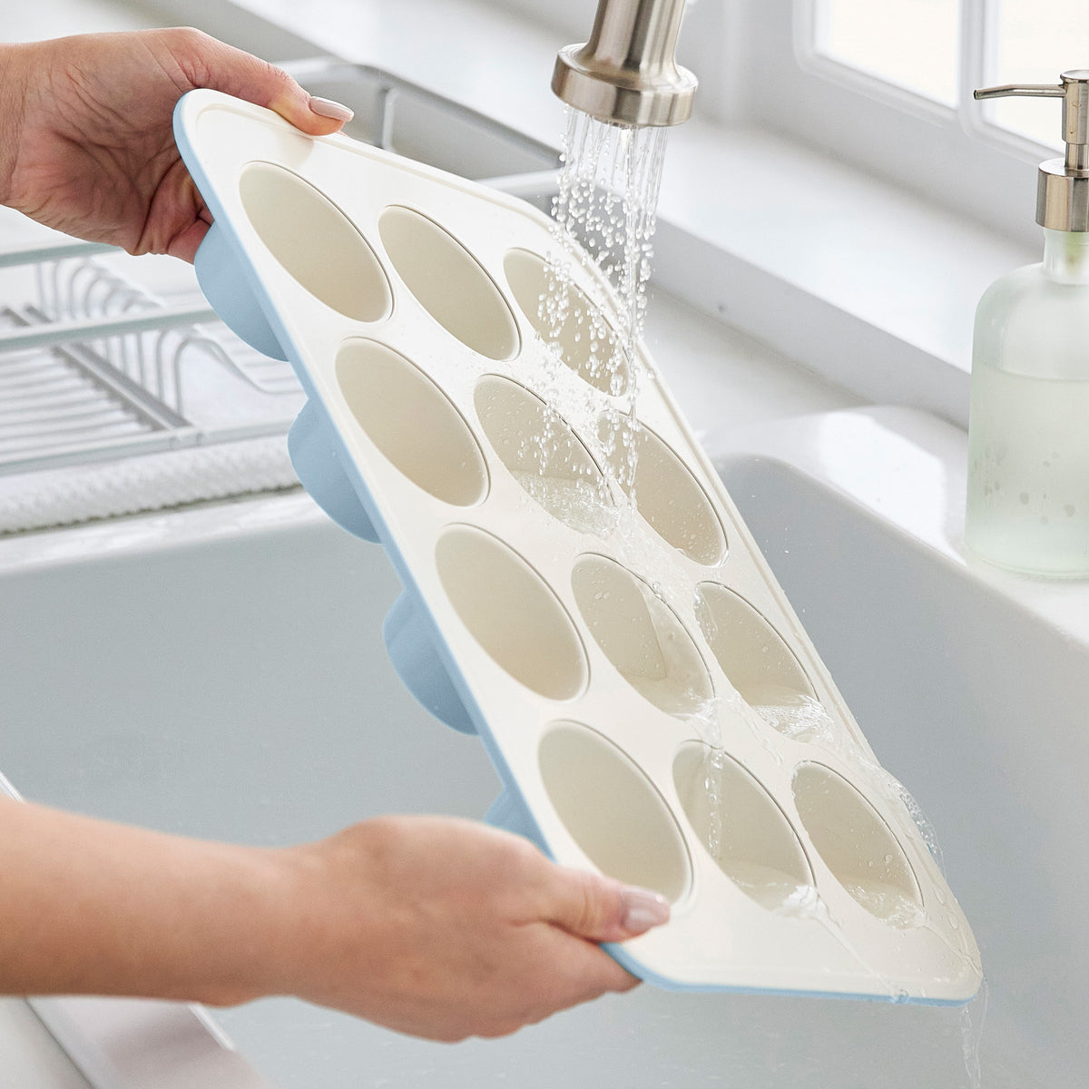 GreenLife Ceramic Nonstick Muffin Pan - 12 Cup Non-Toxic Bakeware, Blue Haze | Perfect for Cupcakes, Muffins & Mini Quiches | Oven & Dishwasher Safe