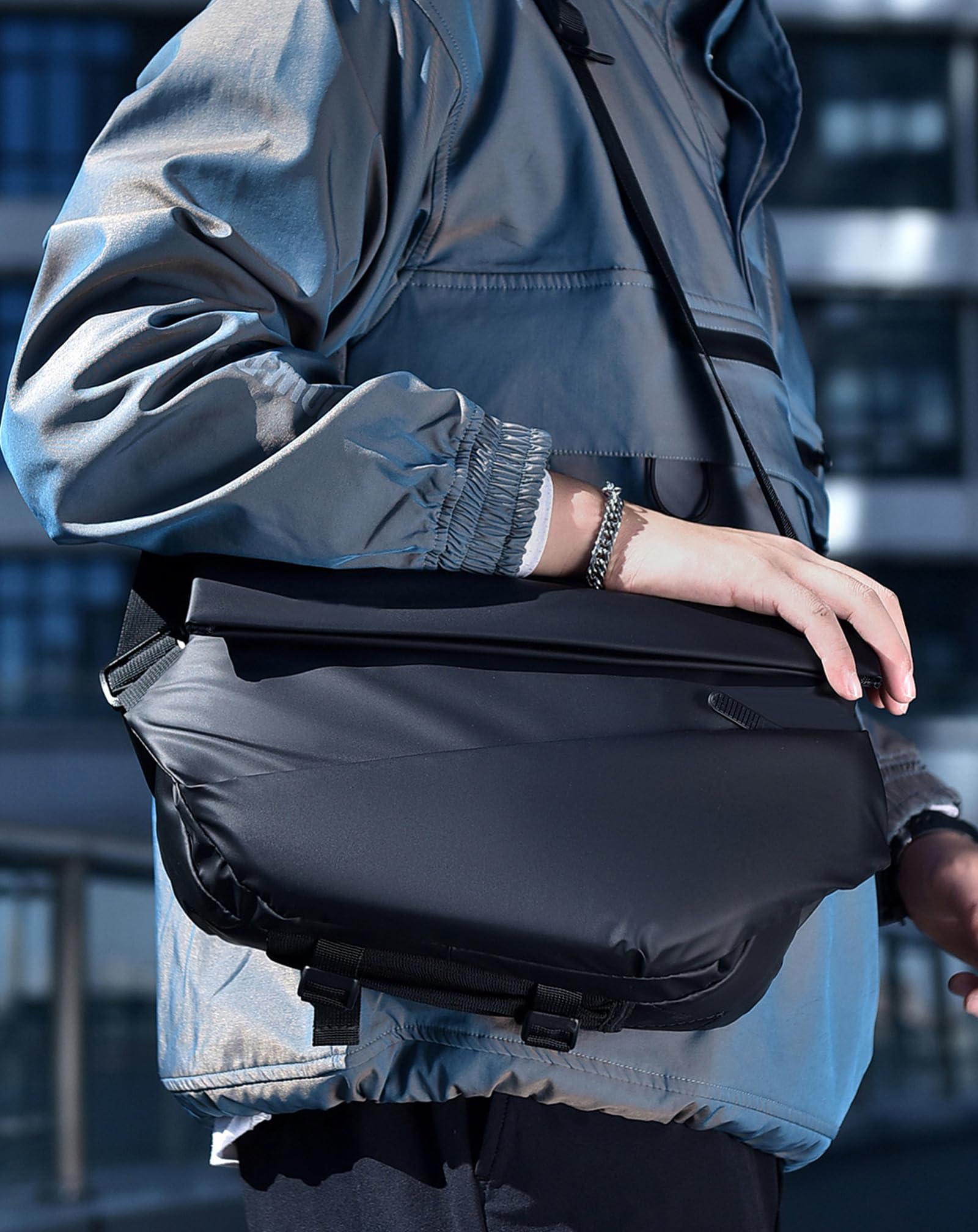 Men's Waterproof Messenger Sling Bag - Travel Crossbody Chest Pack for Hiking & Commuting