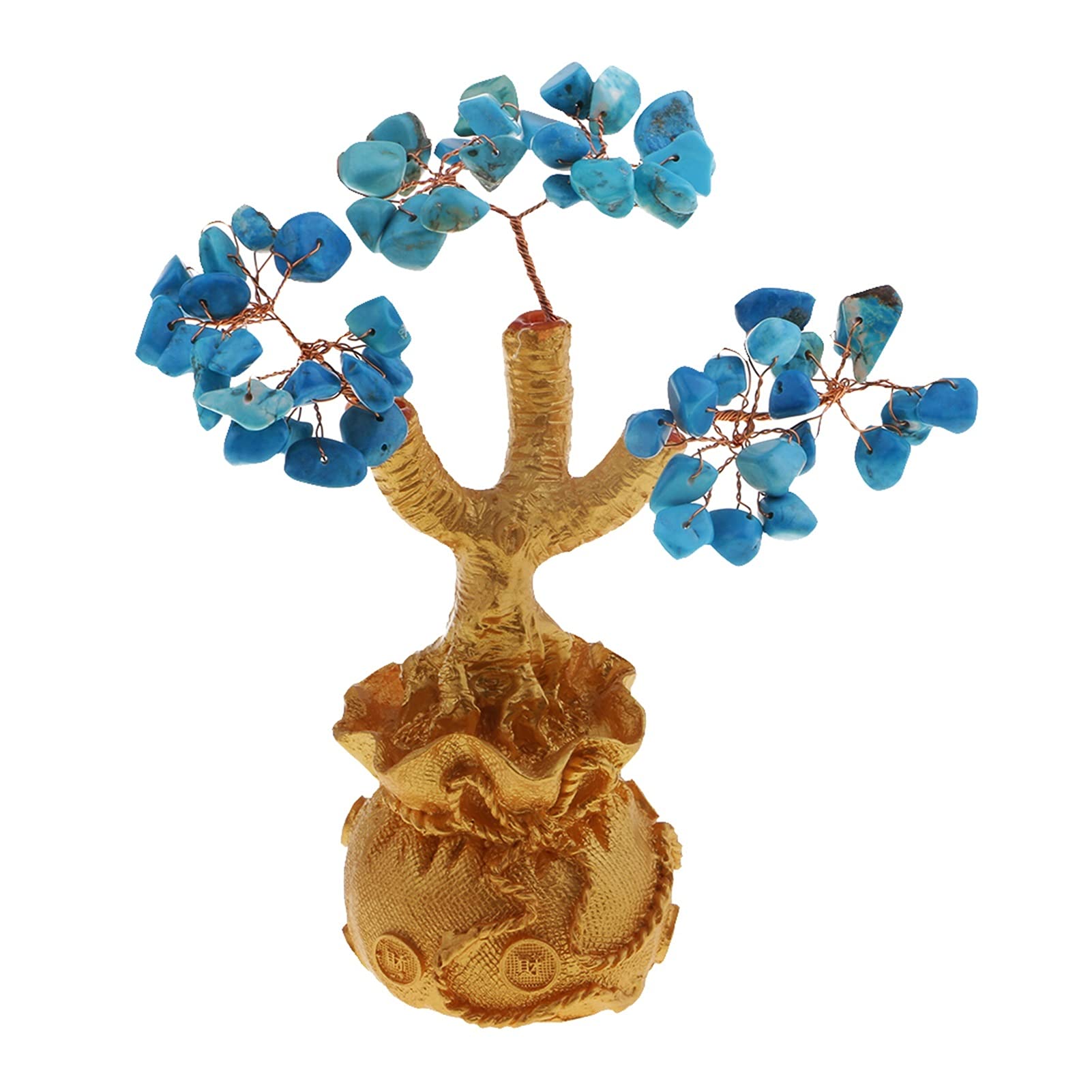 Lucky Money Tree Feng Shui Decor - Blue Crystal Wealth Tree for Home & Office, Mini Bonsai for Good Fortune, Desk Decor, Gift Idea | Attracts Prosperity & Positive Energy