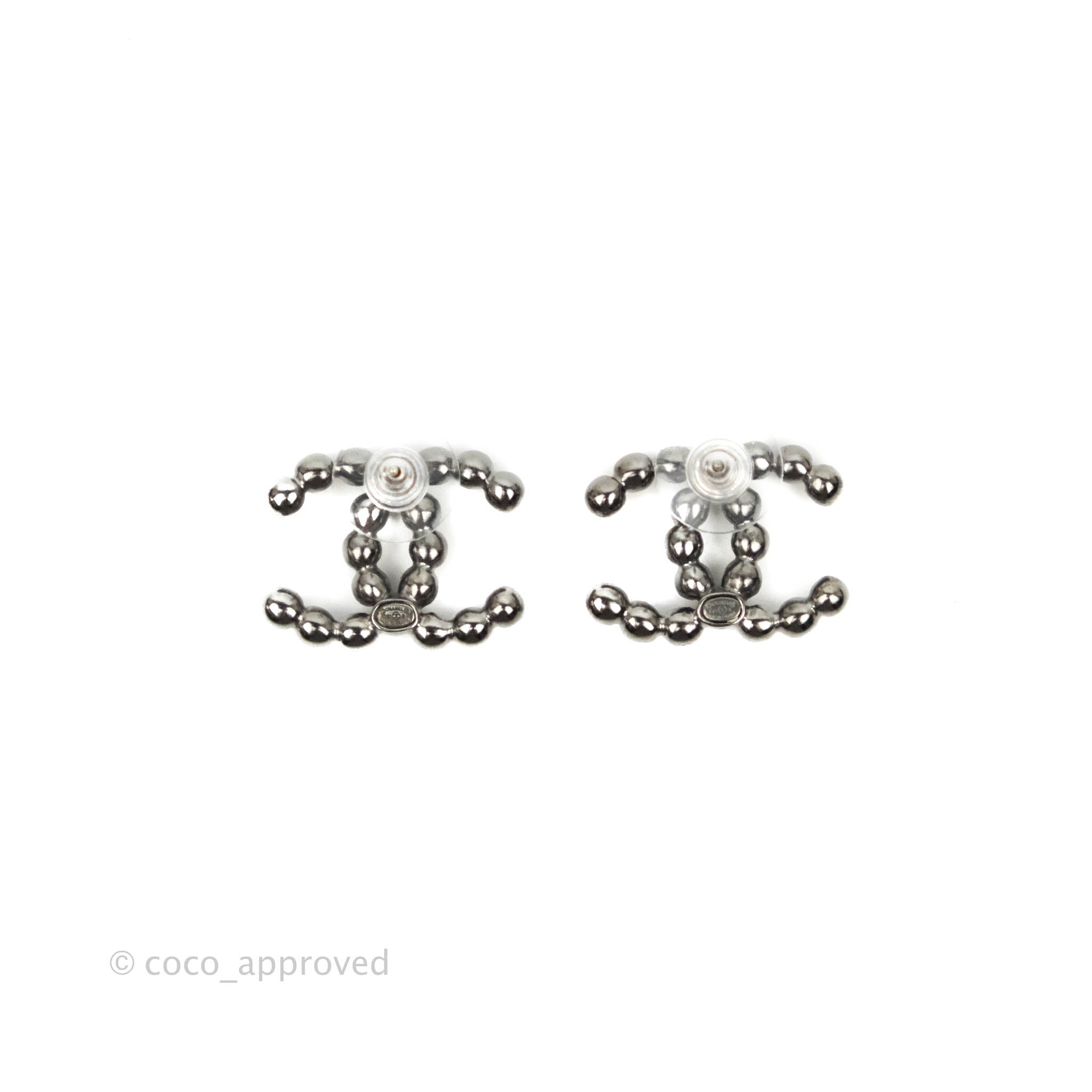 Chanel CC Crystal Earrings in Gun Metal - 22S Collection | Luxury Fashion Jewelry for Women, Perfect for Parties, Weddings & Special Occasions