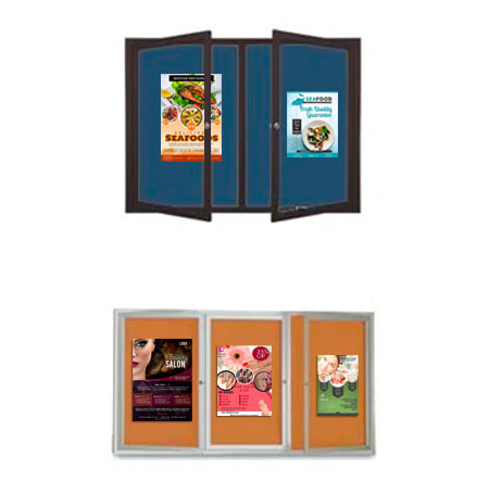 Enclosed Outdoor Bulletin Boards with Radius Edge | 2-3 Door Wall Mount Swing Case in 35+ Sizes - Perfect for Schools, Offices & Community Centers