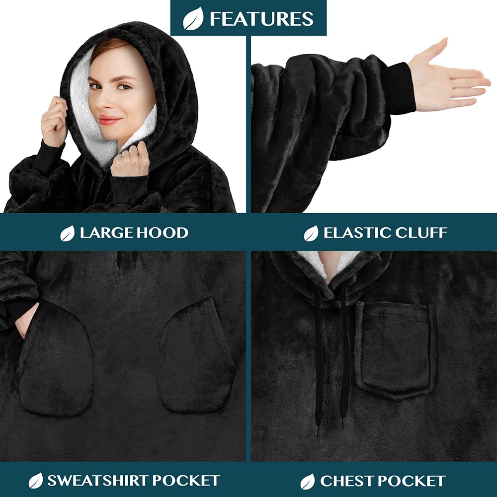 PAVILIA Women's Sherpa Wearable Blanket Hoodie - Oversized Fleece Hooded Sweatshirt Blanket for Men & Women | Cozy Lounge Wear for Netflix Nights, Camping & Winter Relaxation