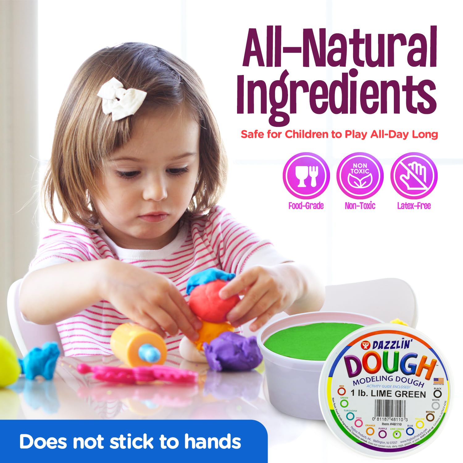 Hygloss Play Modeling Dough - 1lb Non-Toxic Kids Craft Clay - Unscented Art Supplies for Easter Basket Stuffers, Party Favors & Classroom Activities (Lime Green) - Perfect for Sensory Play & Creative Arts Projects