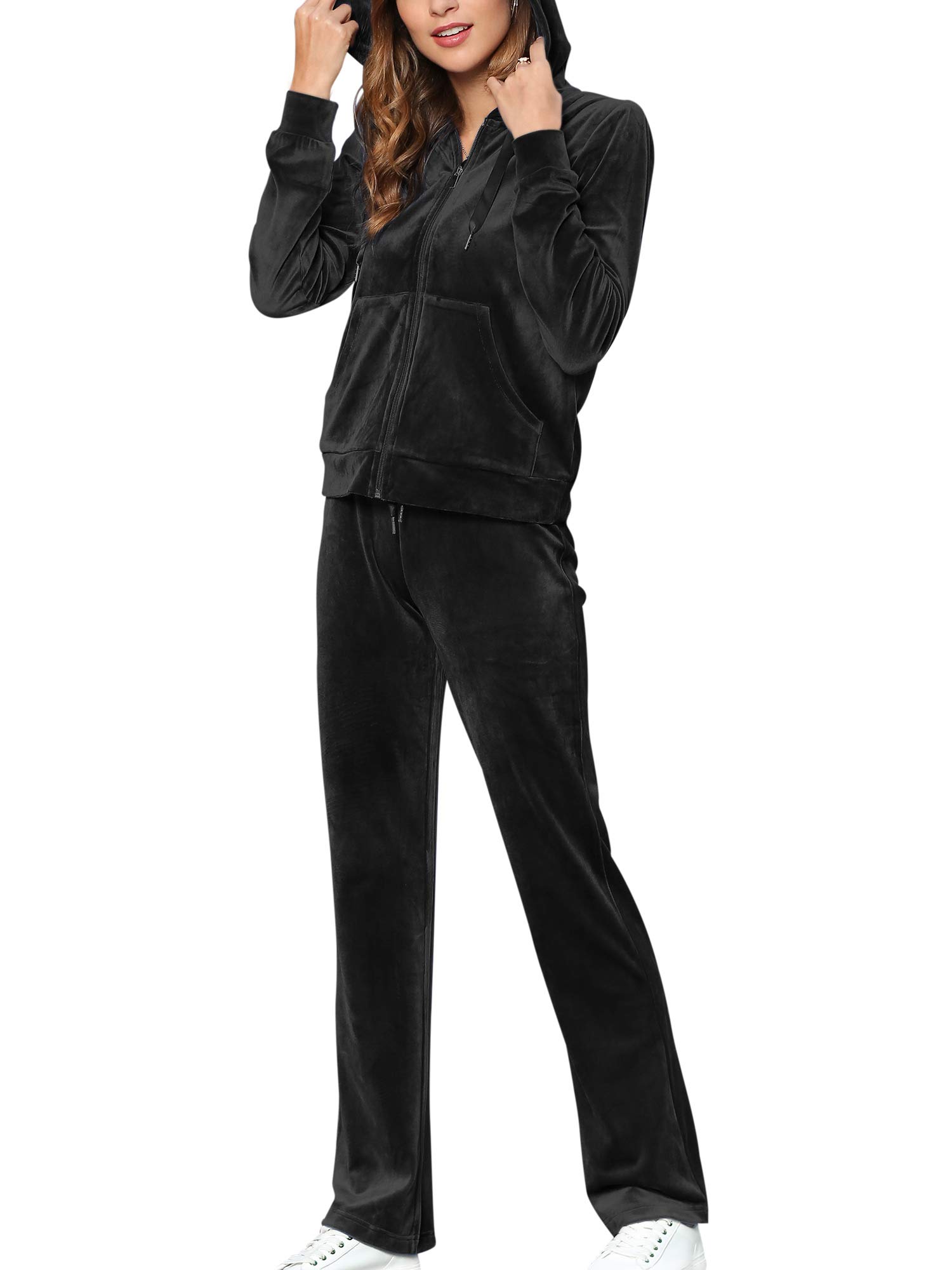 MessBebe Women's Velour Tracksuit Set - Soft 2 Piece Zip Hoodie & Joggers Outfit for Lounge, Workout & Casual Wear | Plus Size Athletic Sweatsuit for Running, Yoga & Everyday Comfort