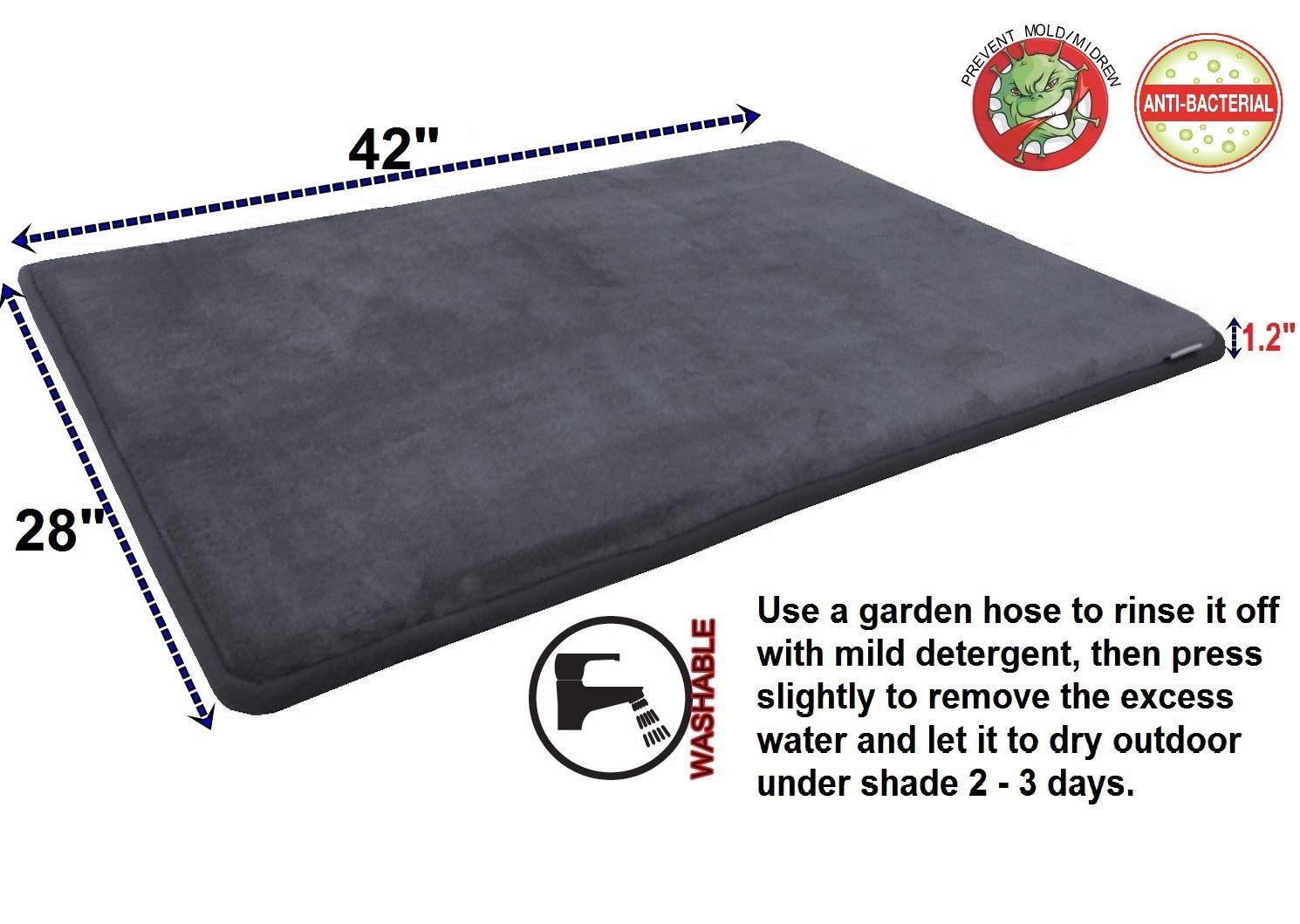Gel-Infused Memory Foam Dog Bed with Waterproof Bottom - for Large Crates (42