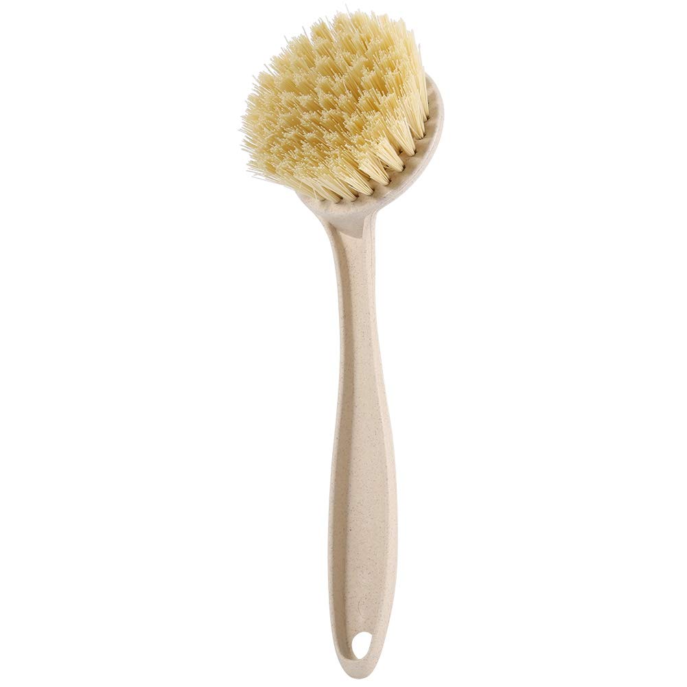 BORDSTRACT Long Handle Dish Scrub Brush - Multi-Purpose Kitchen Cleaning Brush for Pots, Pans, Bowls, Sinks & Floors - Hanging Home Gadget for Easy Storage - Perfect for Deep Cleaning Stubborn Stains in Kitchen & Bathroom