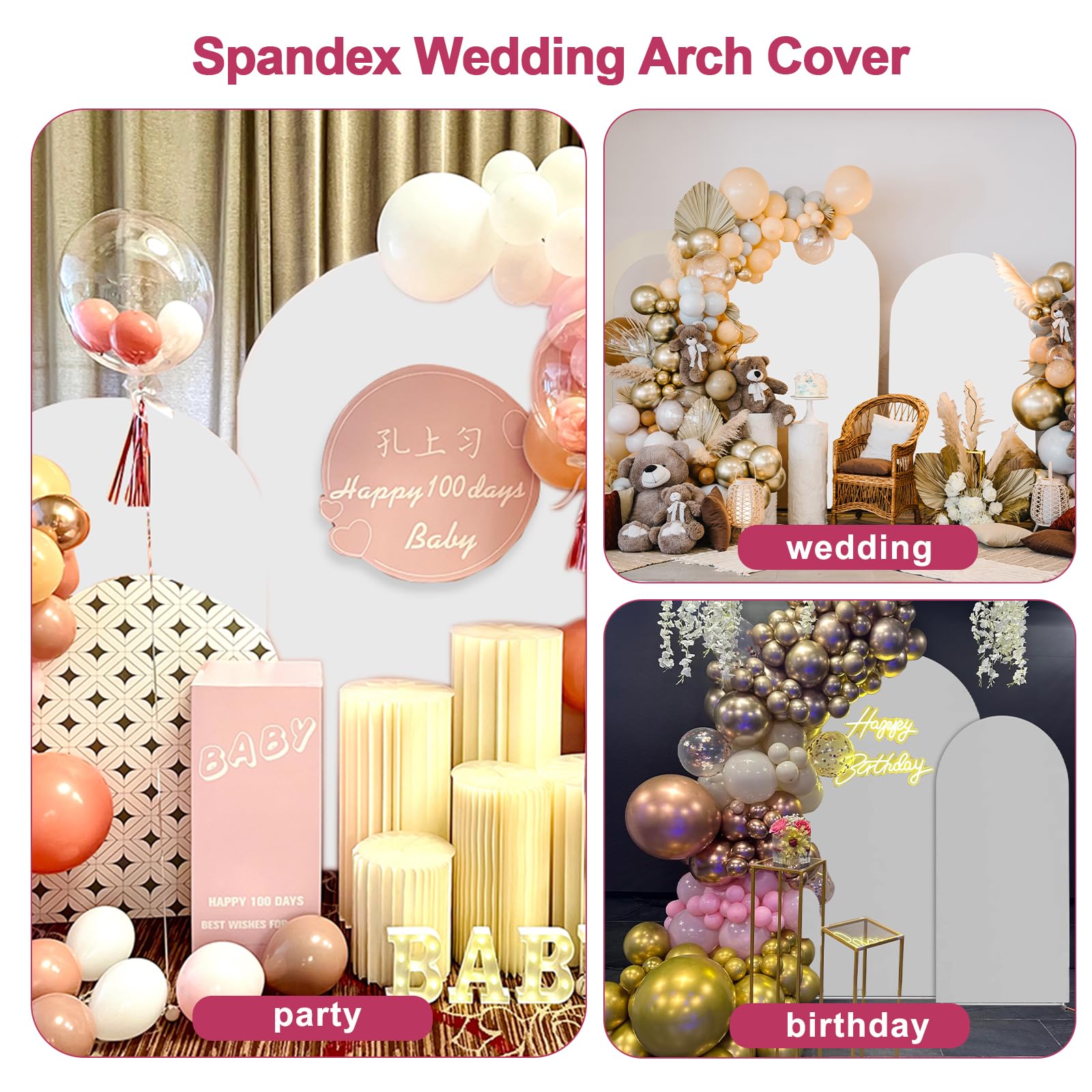 7.3FT & 6FT Metal Balloon Arch Stand Frame with Cover - Wedding Backdrop, Birthday Party Decor, Baby Shower & Graduation Ceremony Setup - White | Perfect for Indoor/Outdoor Events & Photo Booth Backgrounds