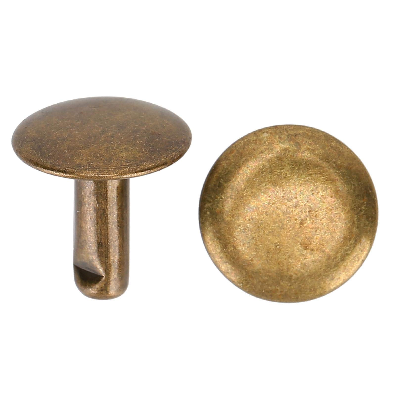 200 Sets 10x10mm Round Stud Rivets for Leather Craft - Double Cap Iron Rivets for Pet Collars, Belts, Bags & DIY Leather Projects (Bronze) - Perfect for Leatherworking, Costume Design & Home Decor