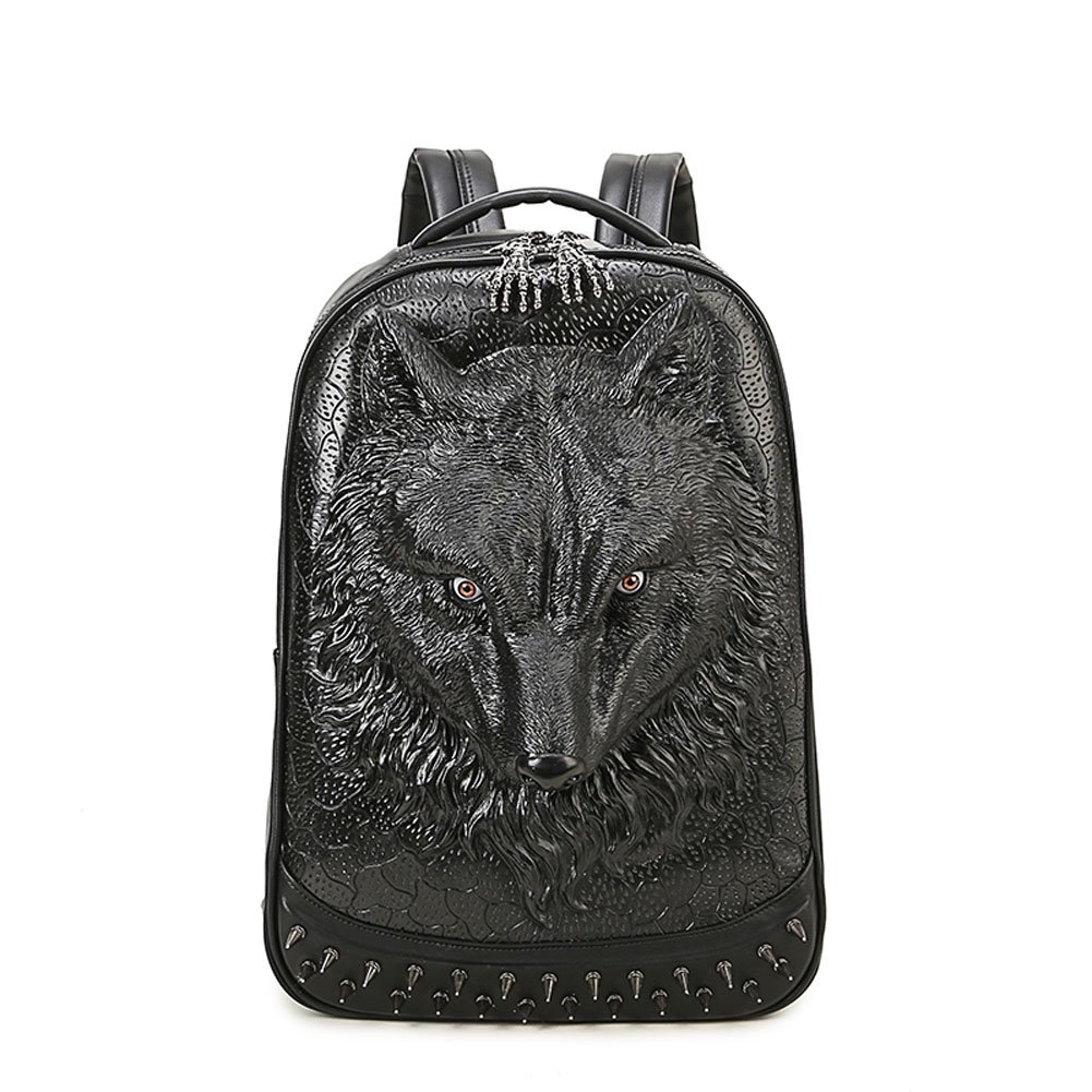 3D Animal Head Backpack - Stylish PU Leather Studded Laptop Backpack for College Students | Perfect for School, Travel & Everyday Use