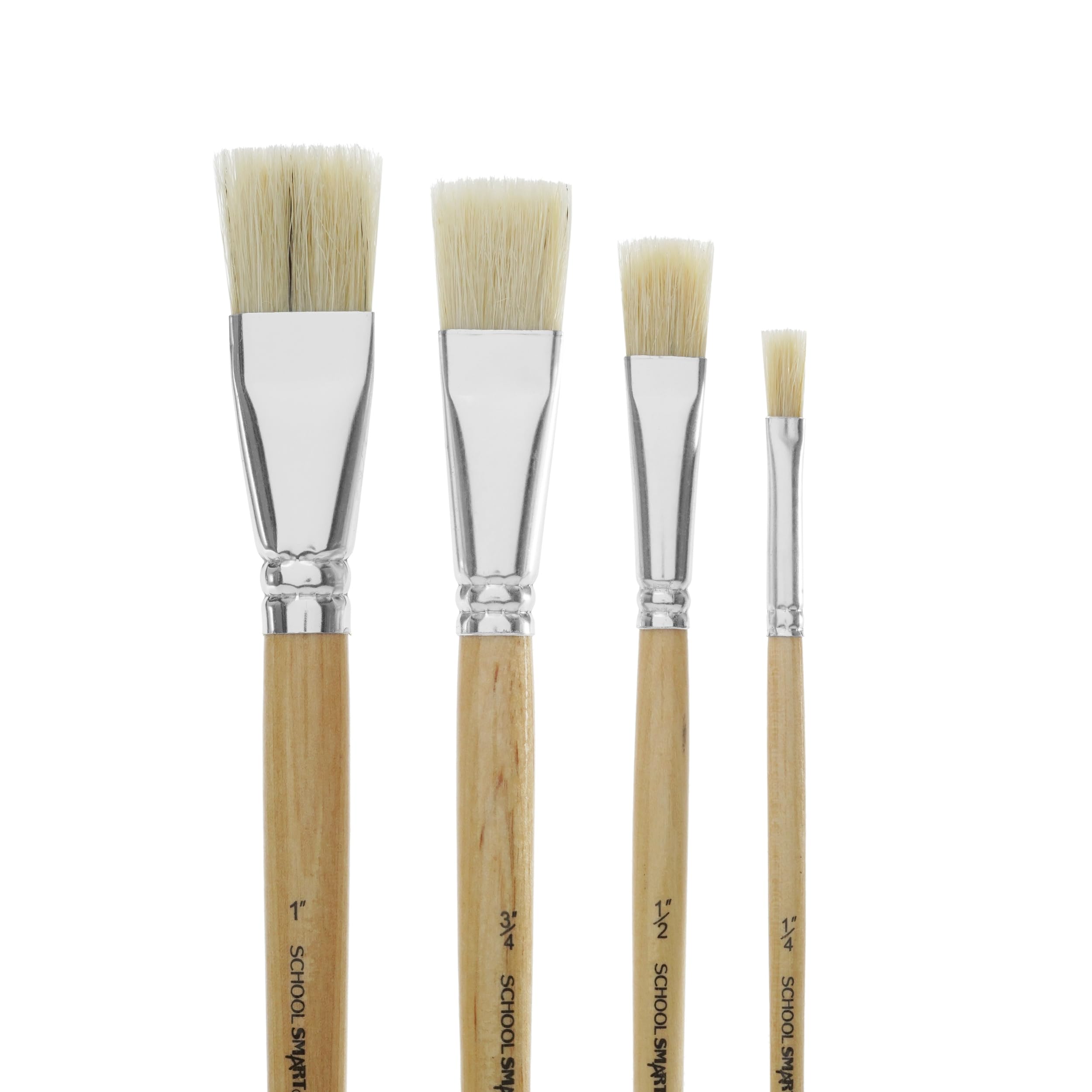 School Smart Interlocked White Paint Brushes Bulk Set of 72 - Assorted Sizes for Classroom, Art Projects & DIY Crafts - Perfect for Kids Painting, Watercolor, Acrylic & School Art Supplies