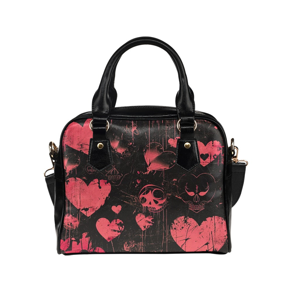 Trendy Faded Pink Hearts Shoulder Handbag for Women - Stylish Crossbody Purse with Adjustable Strap - Perfect for Casual Outings, Shopping & Travel