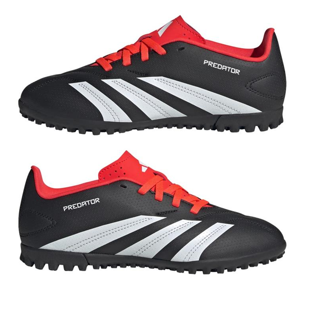 Adidas Jr. Predator Club Turf Soccer Shoes for Kids - Core Black/White - Youth Soccer Cleats for Artificial Grass - Perfect for Training & Matches