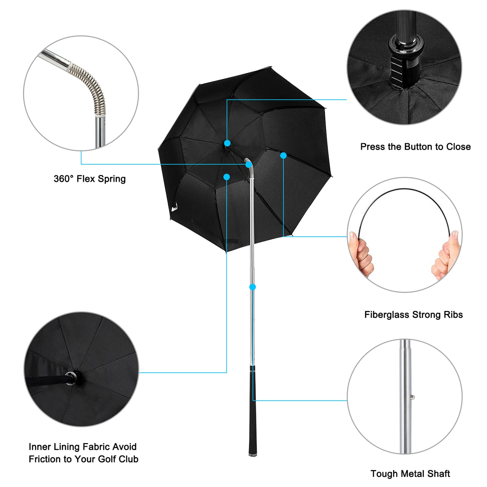 G4Free Golf Bag Umbrella - Waterproof Club Protection Flex Umbrella for Golfers | Perfect for Rainy Days on the Course
