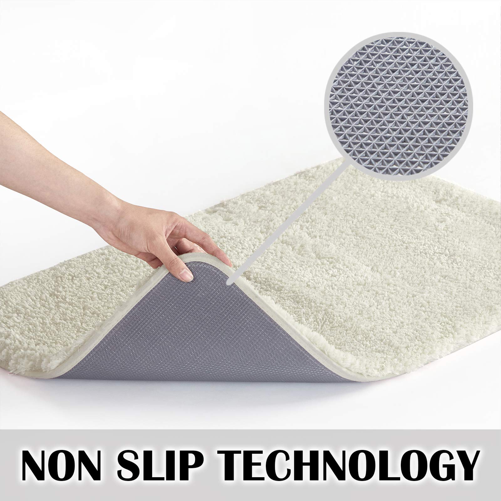 Non-Slip Bath Mat - Super Absorbent Soft Microfiber Shaggy Bathroom Rug | Machine Washable Plush Shower Mat (16