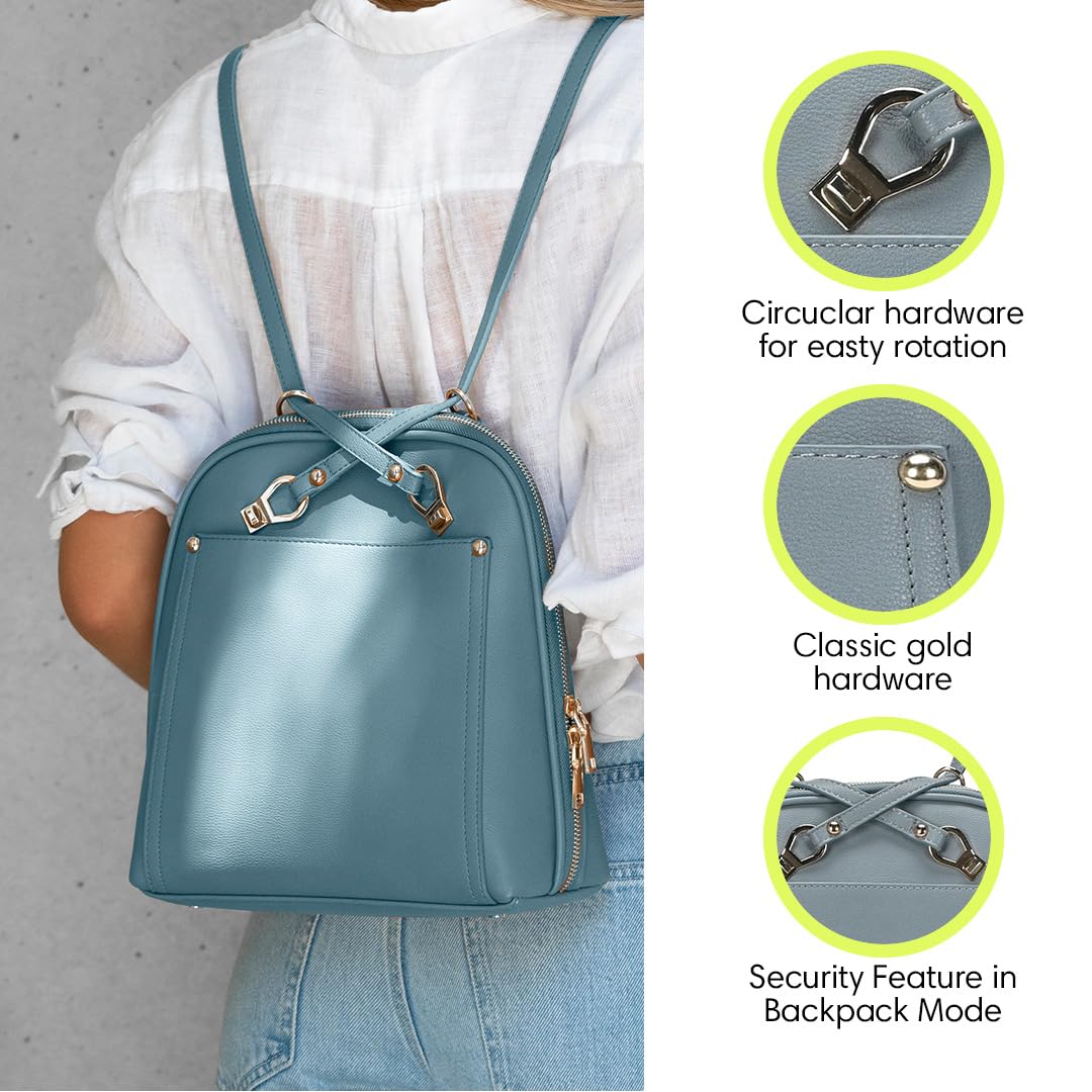 Miztique The Daisy Convertible Backpack Purse for Women - Soft Vegan Leather Crossbody Bag with Adjustable Straps | Perfect for Travel, Work & Everyday Use