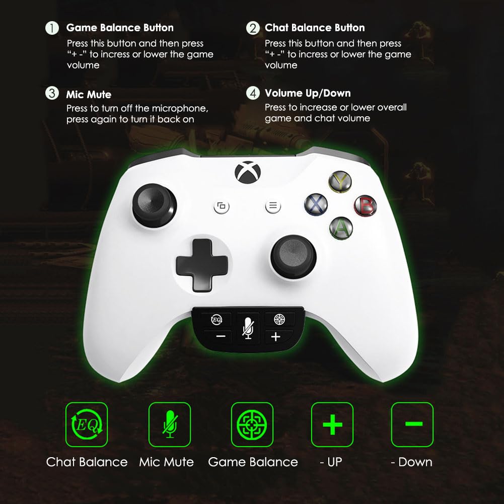 Xbox One Stereo Headset Adapter - Game Audio & Mic Headphone Converter for Enhanced Gaming Experience | Compatible with Xbox One Controllers & Gaming Headsets | Perfect for Online Multiplayer, Streaming & Competitive Gaming