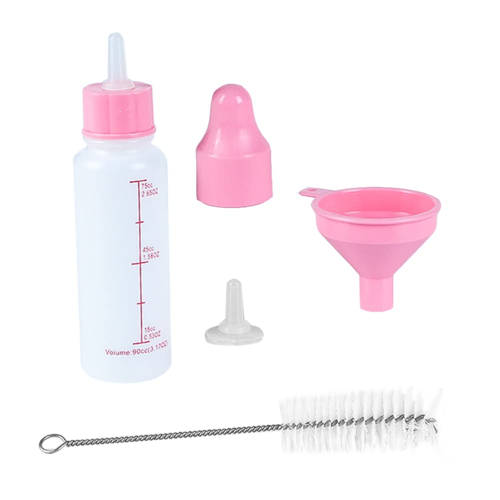 Balacoo Puppy Milk Feeder Bottle - 1 Set Pink Pet Nursing Kit for Kittens, Puppies & Baby Animals | Perfect for Newborn Pet Care, Orphaned Animals & Hand-Feeding Scenarios