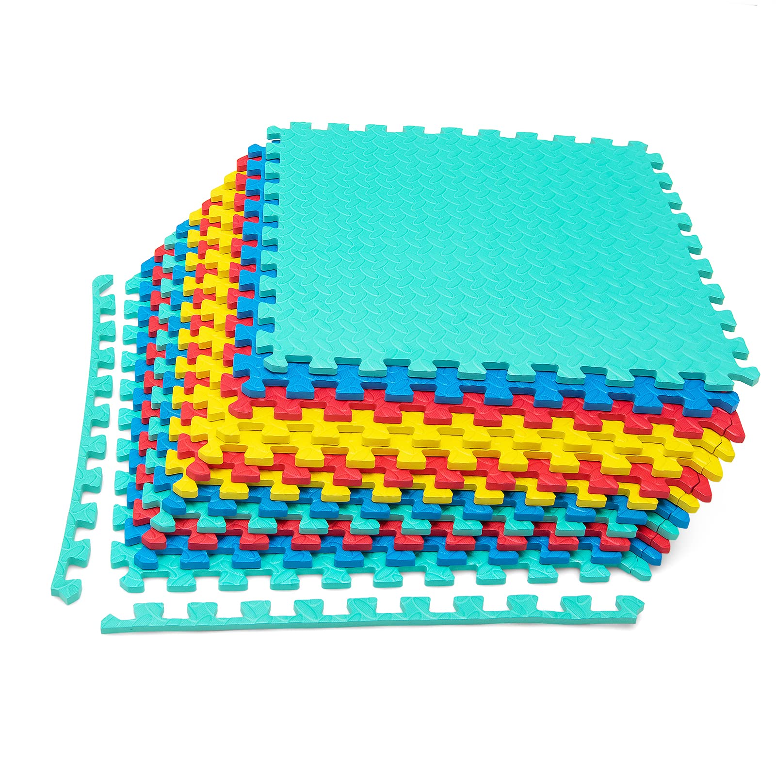Tangkula 12-Piece EVA Foam Exercise Flooring Mats with Border - Non-Slip Interlocking Puzzle Mats for Home Gym, Fitness Room & Workshop (1/2