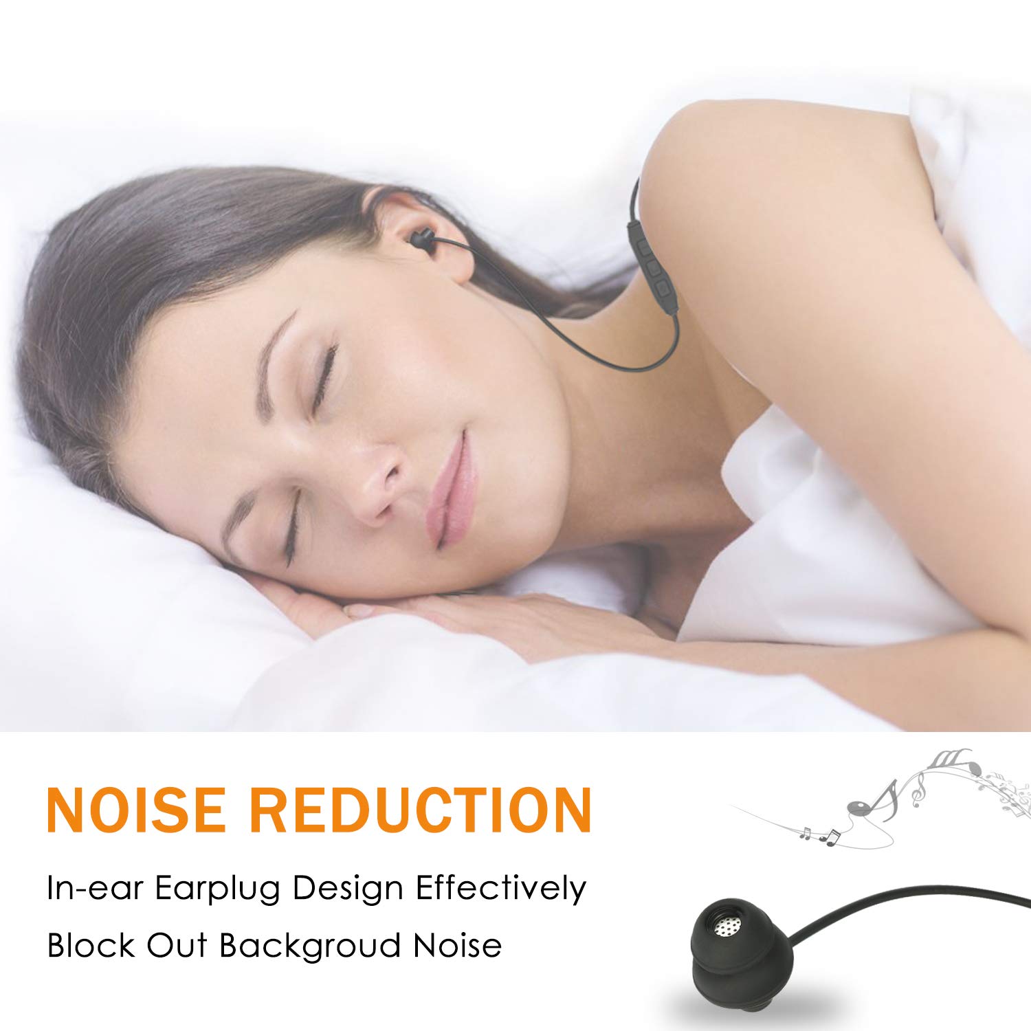 Bluetooth Sleep Headphones Wireless 4.2 Soft In-Ear Earbuds - 18H Playtime for Sleeping, Gym & Sports | Comfortable Noise Canceling Headset for Side Sleepers, Insomnia Relief & Relaxation - Perfect for Night Use, Travel & Workout (Black)