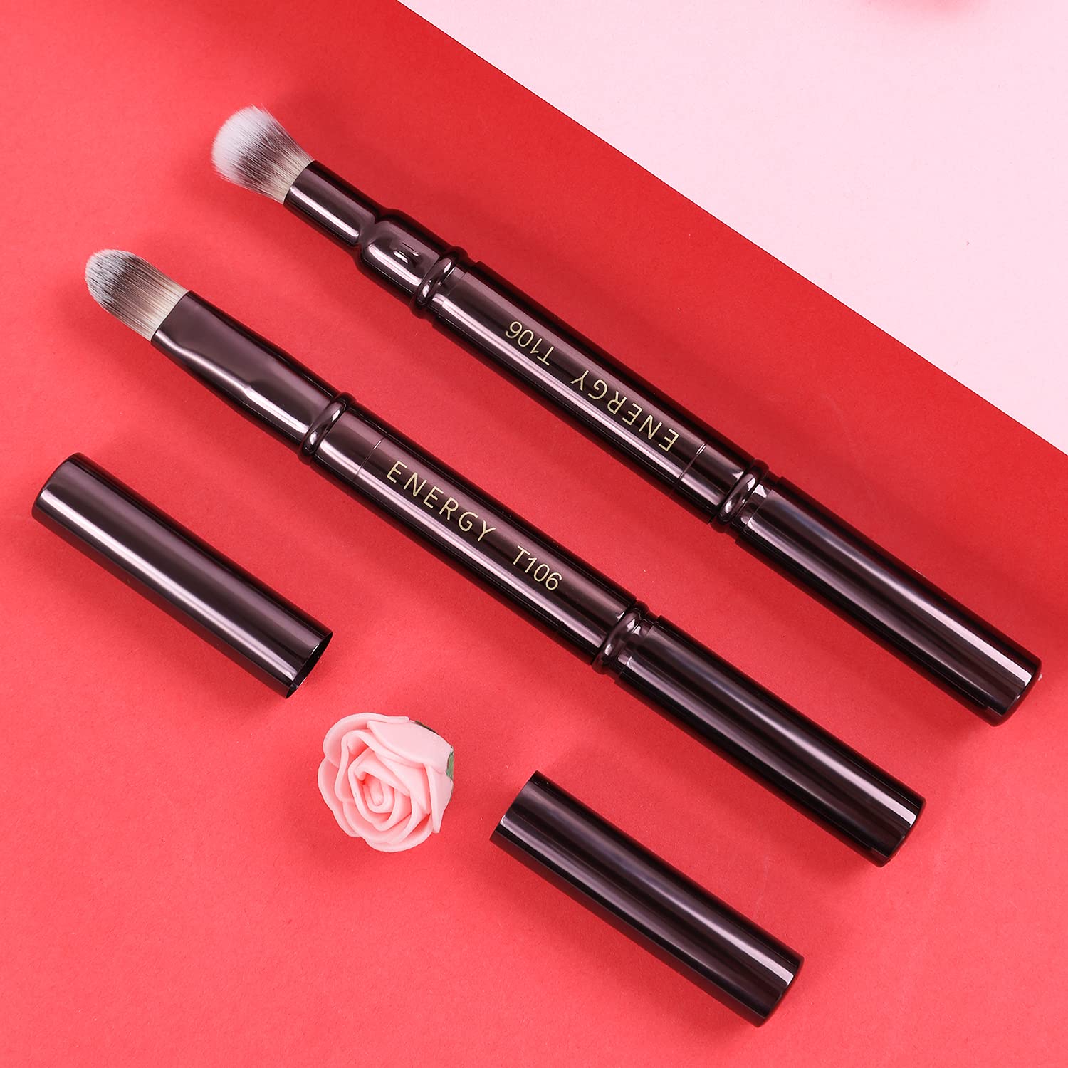 Professional Dual-Ended Concealer & Eyeshadow Brush Set - 2-in-1 Airbrush Blending Brush for Under Eye, Highlighting & Buffing - Works with Liquid, Powder, Cream Concealer & Highlighter - Perfect for Makeup Artists & Daily Beauty Routine