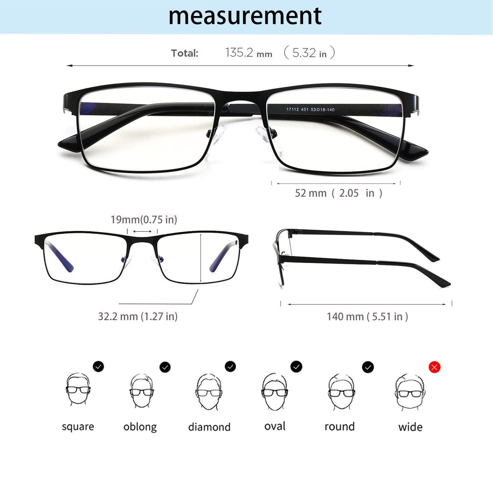 Blue Light Blocking Glasses for Men - Metal Frame Gaming & Computer Use