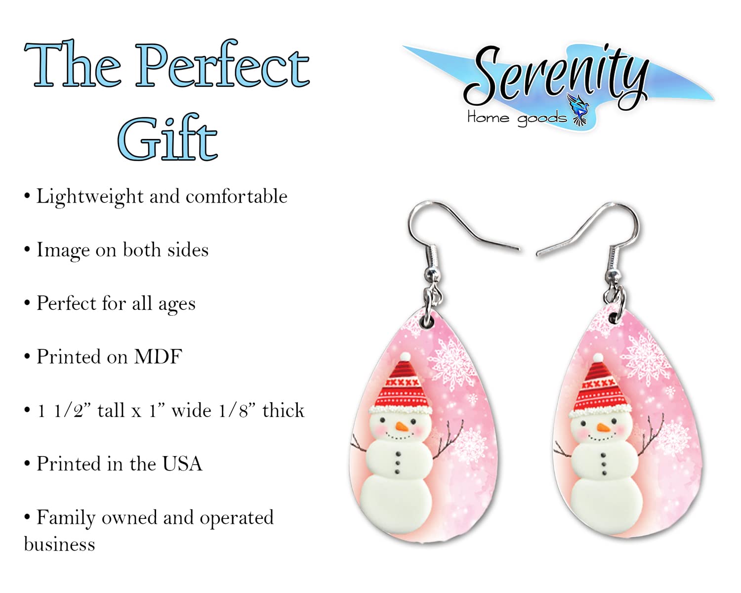 Cute Snowman Dangle Earrings Set - Lightweight Christmas Winter Jewelry for Women | Double-Sided Printed Holiday Accessories | Perfect for Xmas Parties, Gift Exchange & Winter Fashion