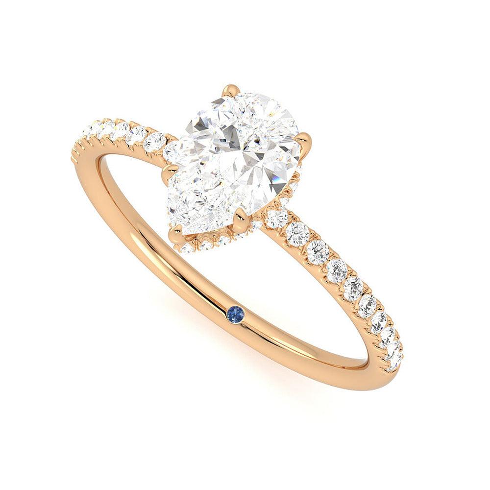 Exquisite Pear Shaped Moissanite Engagement Ring with Hidden Halo & Anniversary Stone Accent - Perfect for Proposals, Weddings & Anniversary Gifts