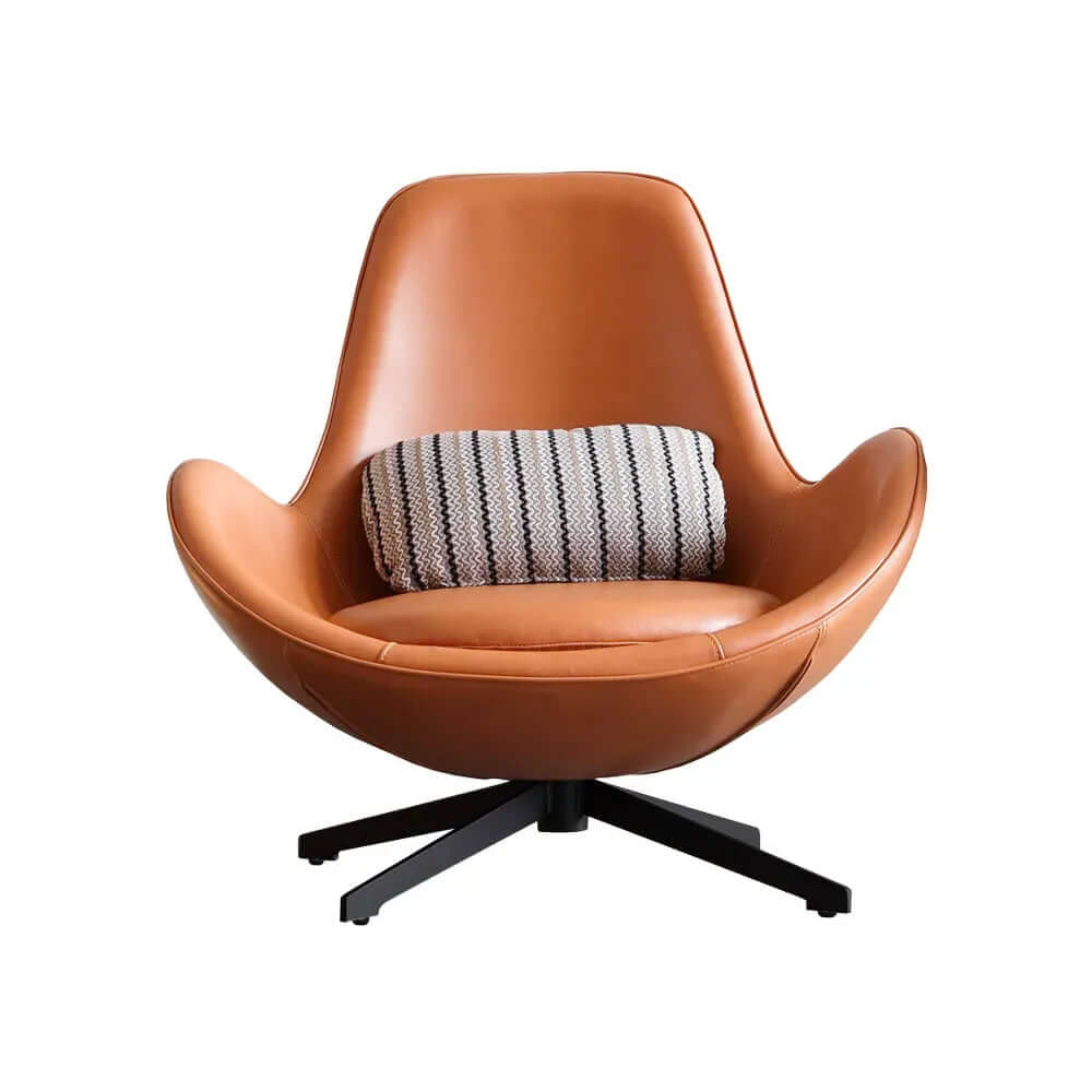 Modern Brown Egg Lounge Chair - Faux Leather Accent Chair with Sturdy Metal Base - Perfect for Living Room, Bedroom or Office Relaxation