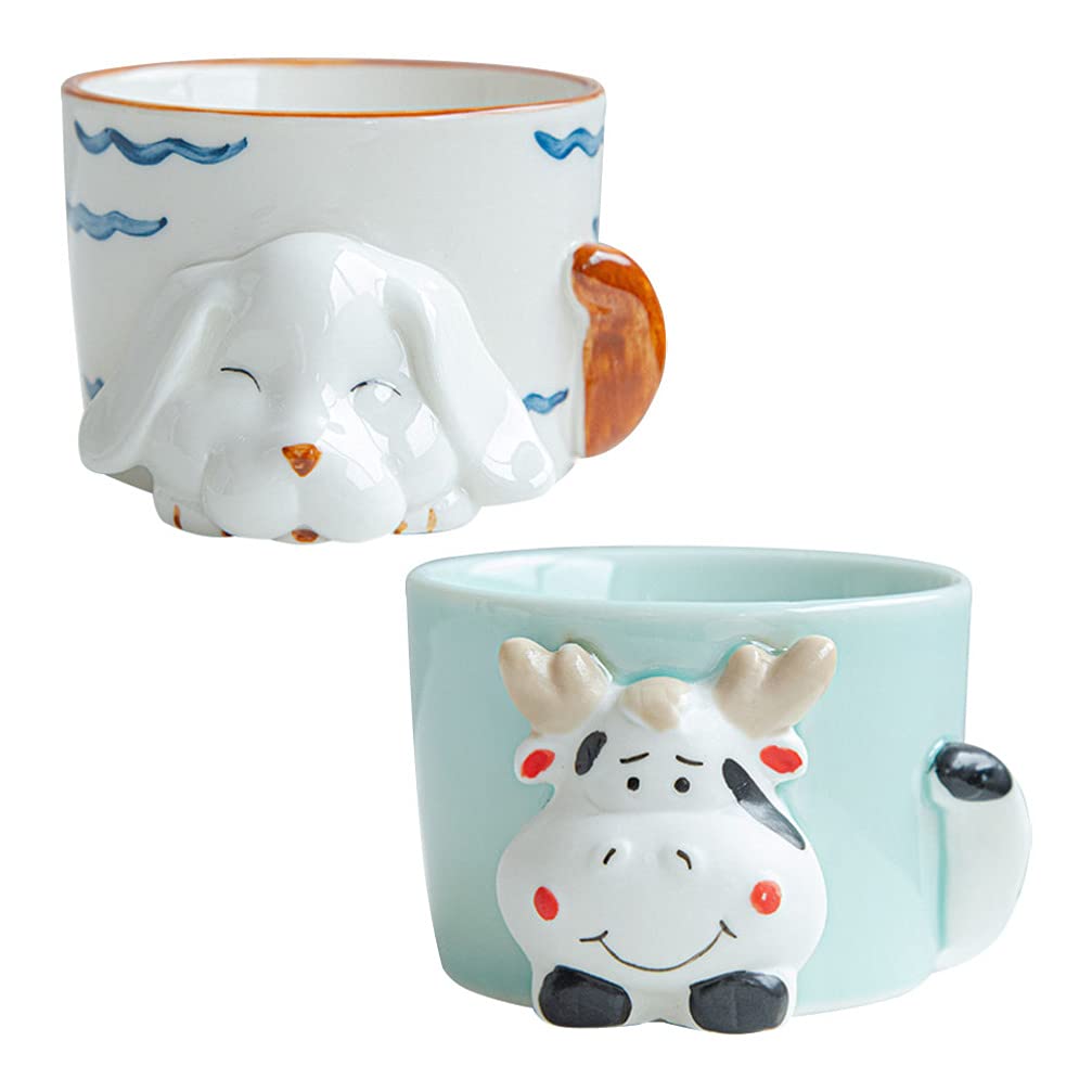 IMIKEYA Live Succulent Plants Set - 2 Small Ceramic Pots with Cute Animal Design, Perfect for Home & Office Desk Decor, Indoor Planters for Succulents, Cacti, Air Plants - Ideal Gift for Plant Lovers